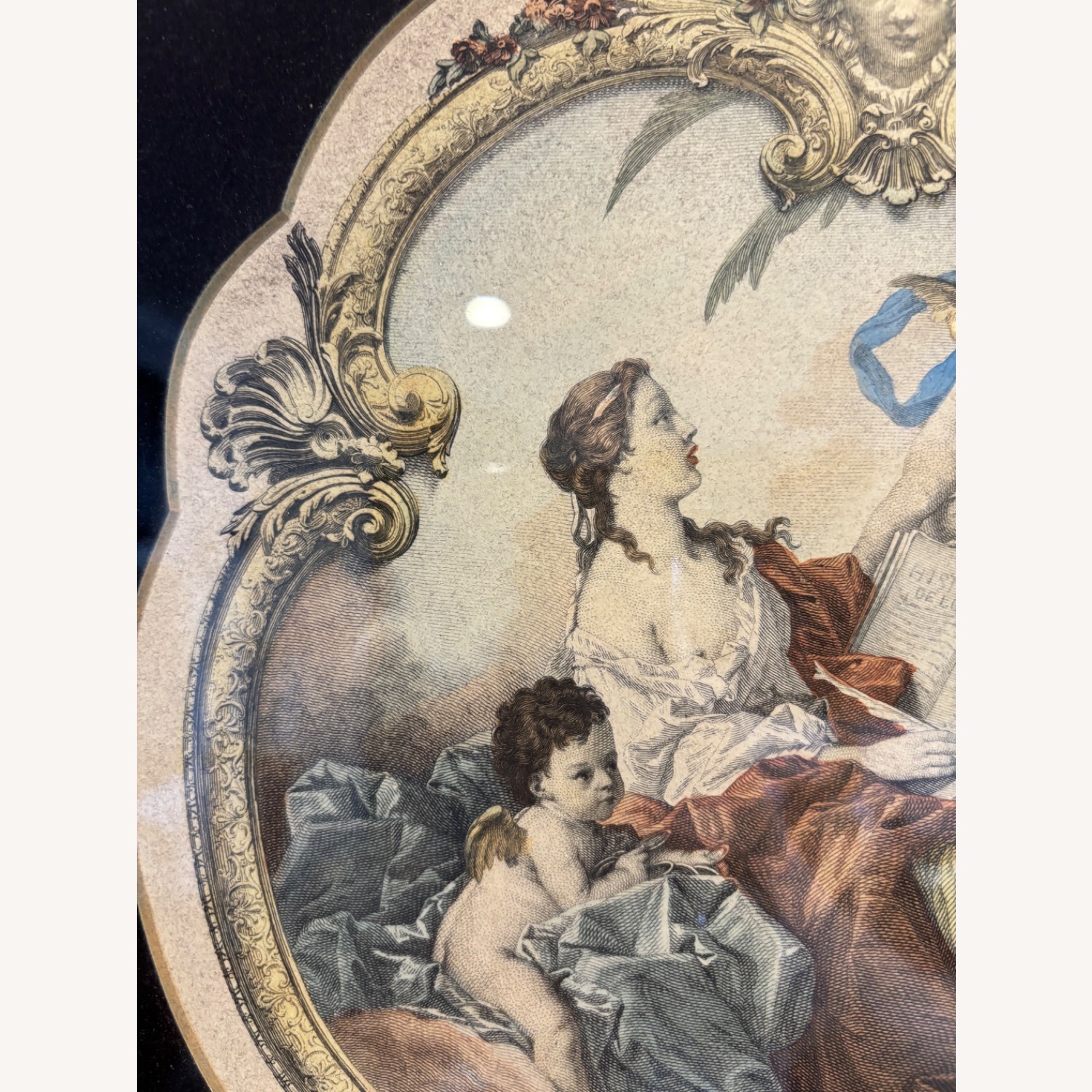 Vintage Italian Art Print in Colored Glass Frame - image-6