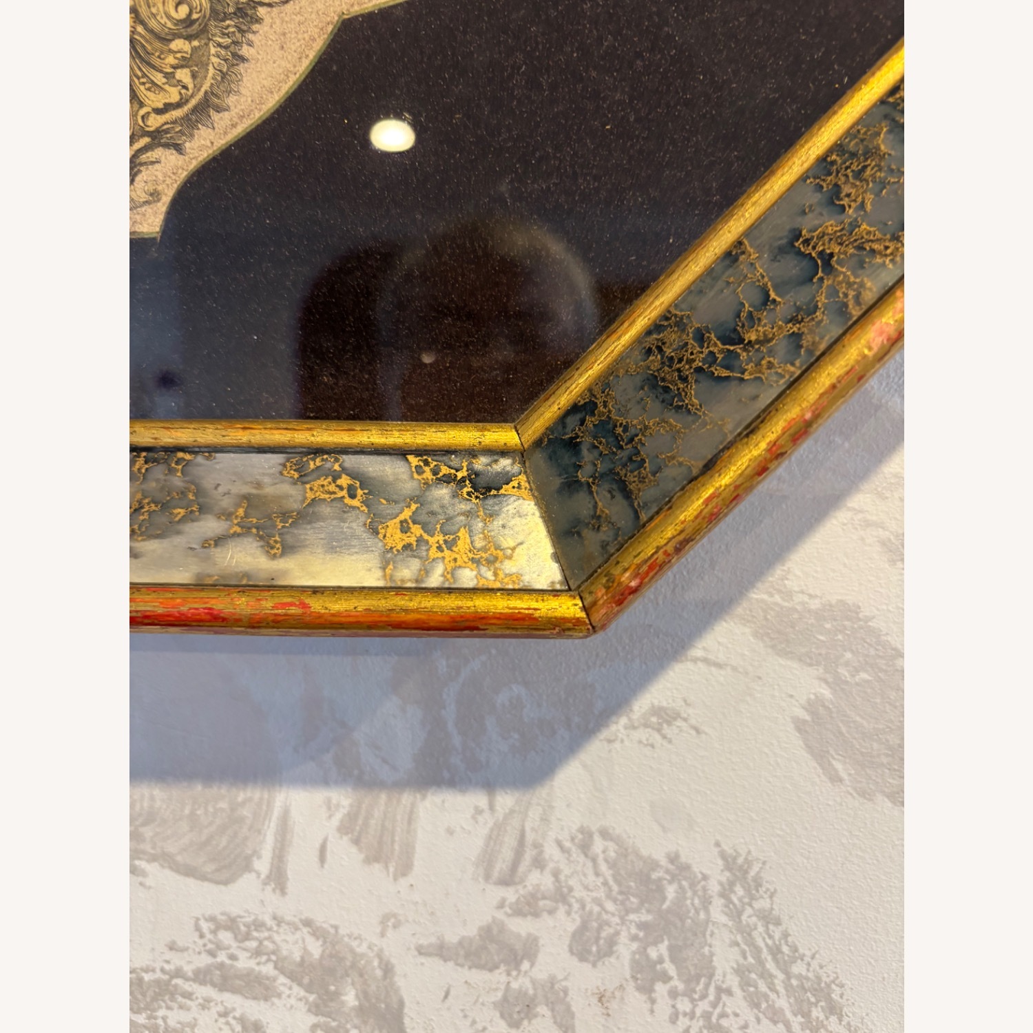 Vintage Italian Art Print in Colored Glass Frame - image-2