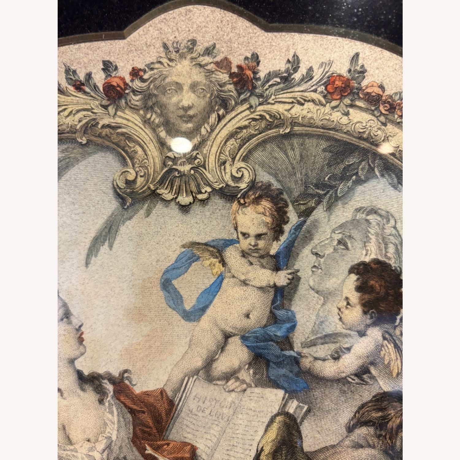 Vintage Italian Art Print in Colored Glass Frame - image-5