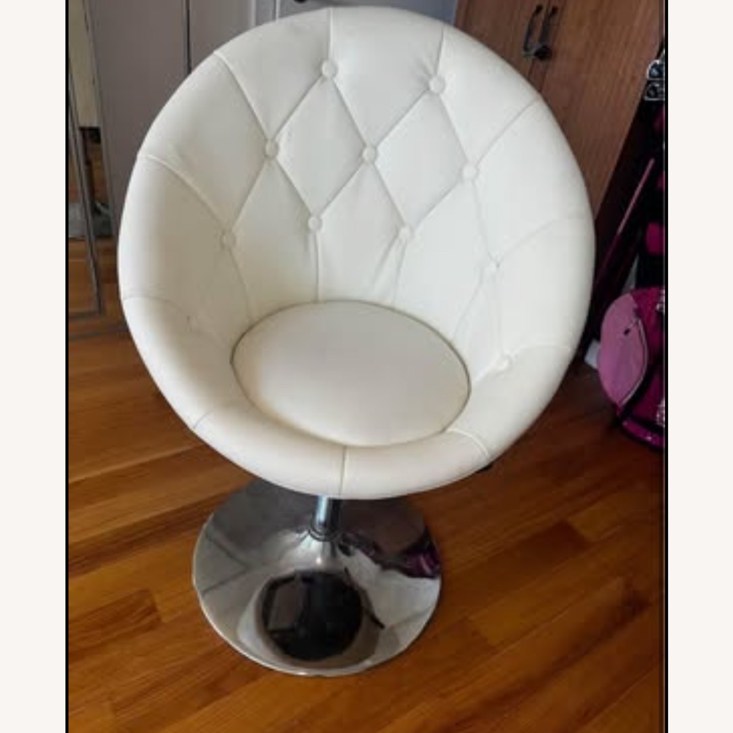 White Modern Chair w Diamond Shape Design  - image-1