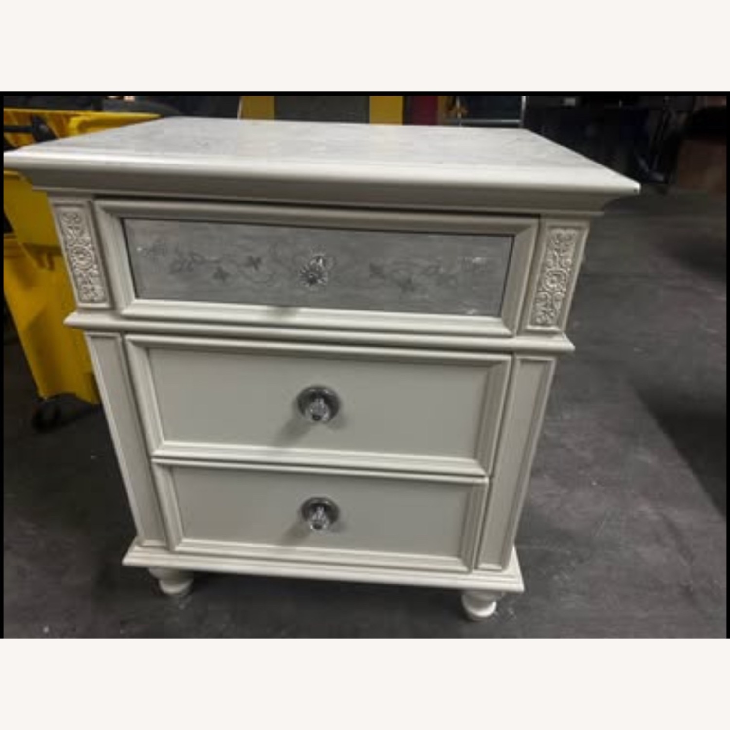 Light Nightstand Drawer Dress Accent Design White - image-1