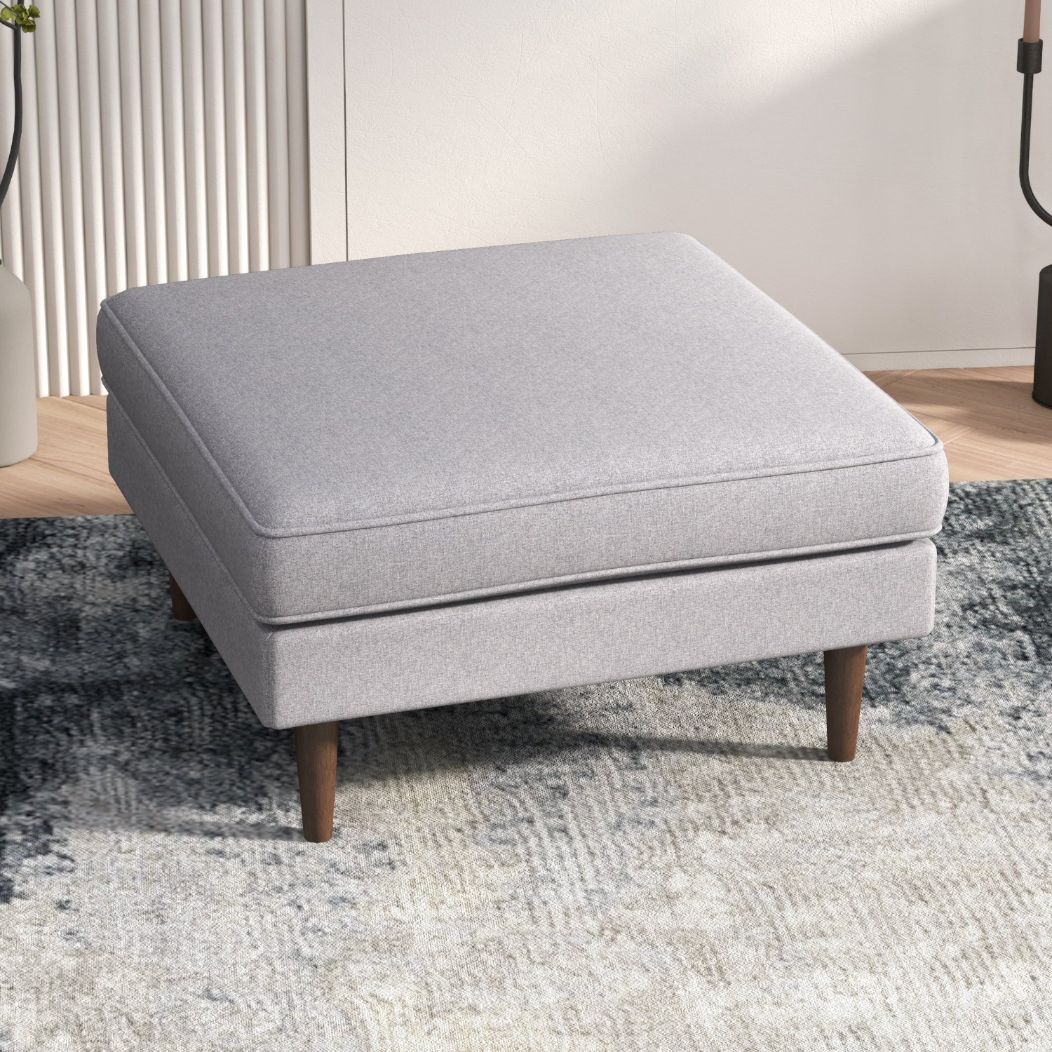 Fordham Light Gray Fabric Ottoman - image-1