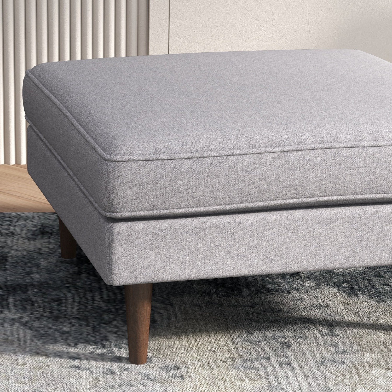 Fordham Light Gray Fabric Ottoman - image-6