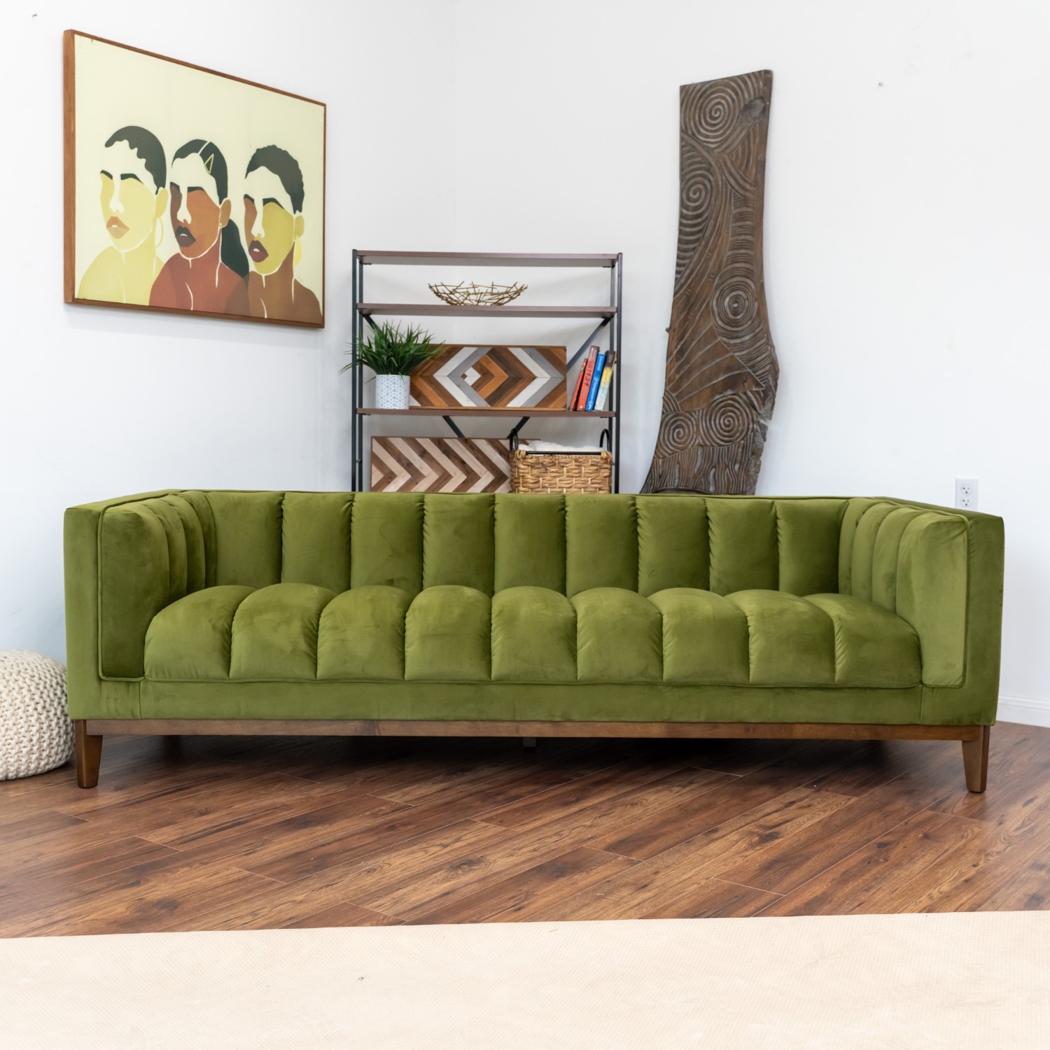 Jersey Olive Green Velvet Sofa - image-2