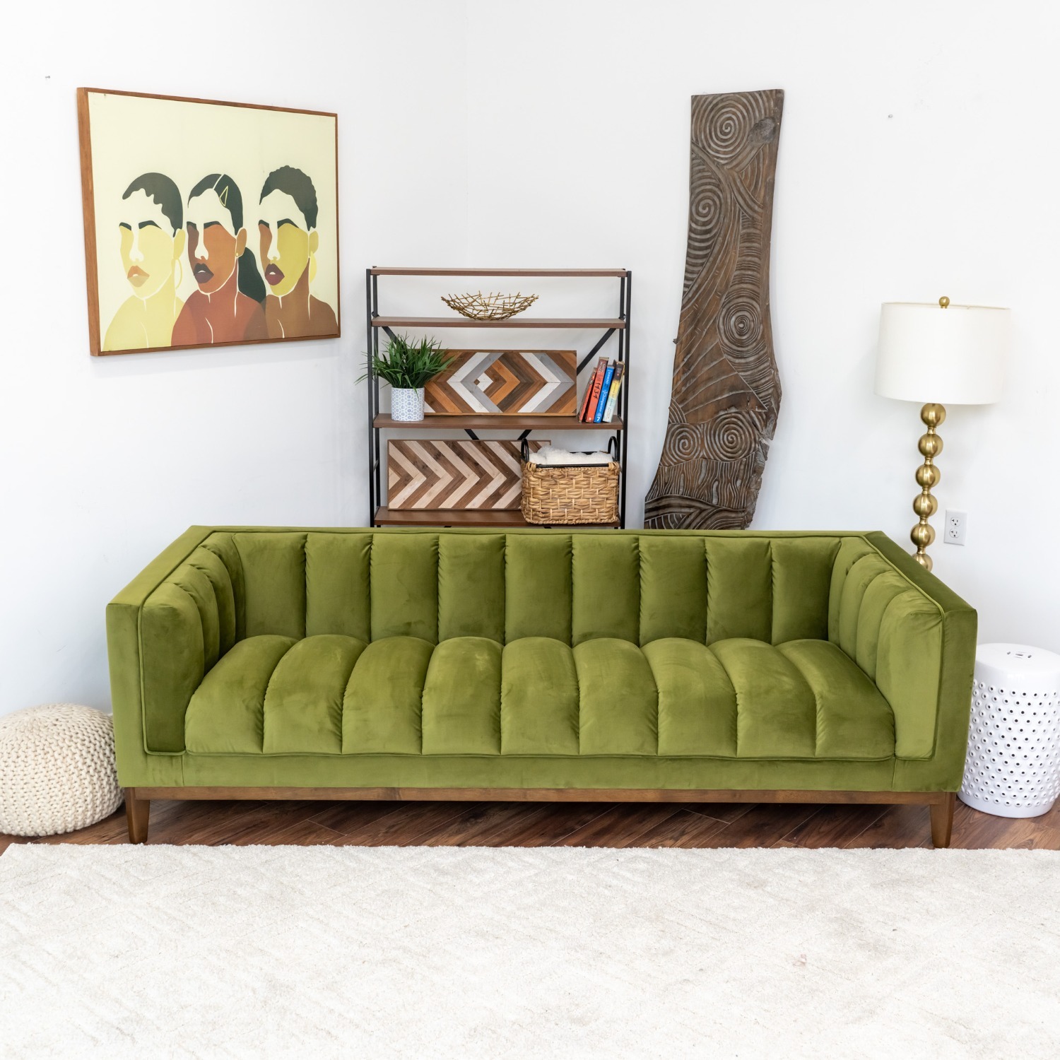 Jersey Olive Green Velvet Sofa - image-1