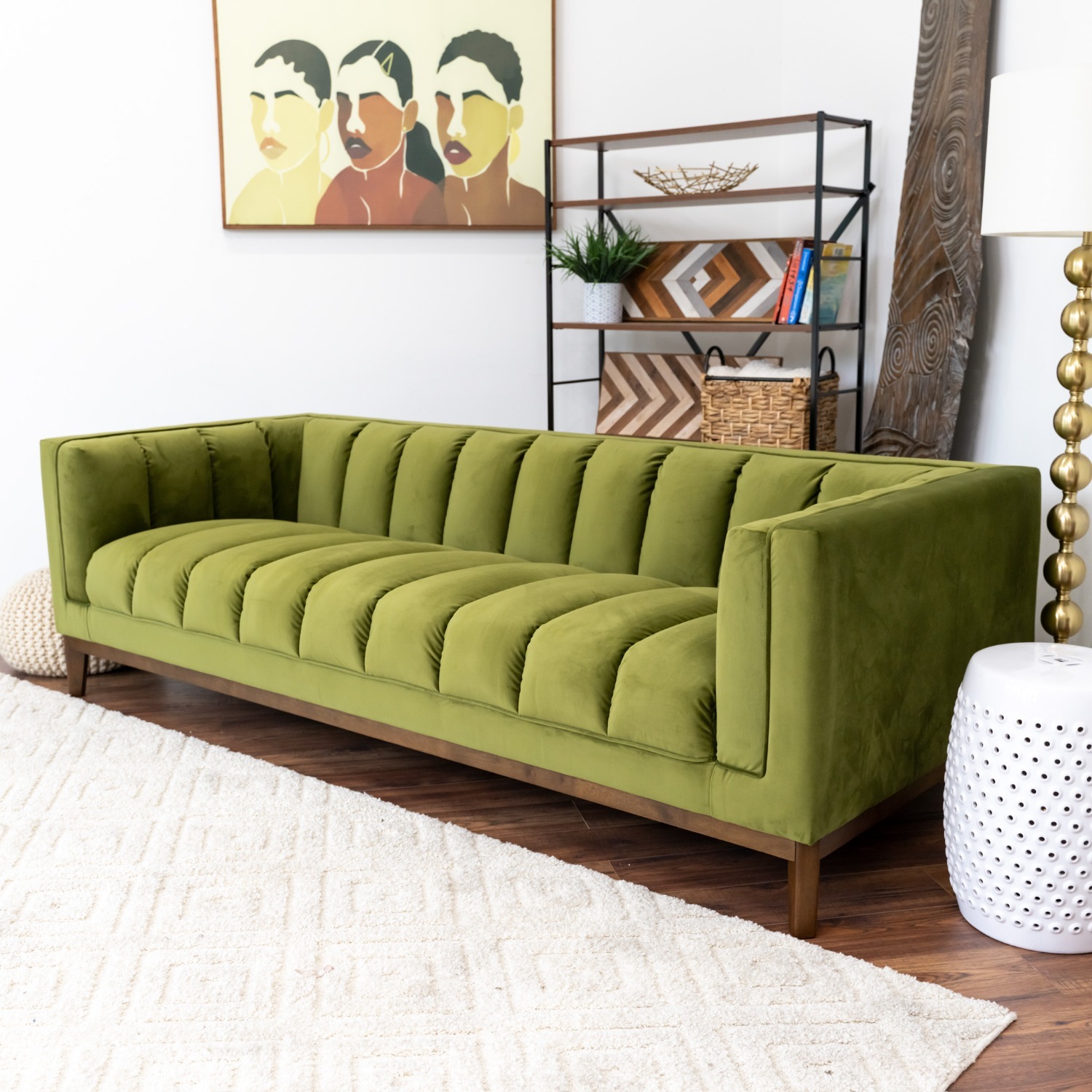 Jersey Olive Green Velvet Sofa - image-4