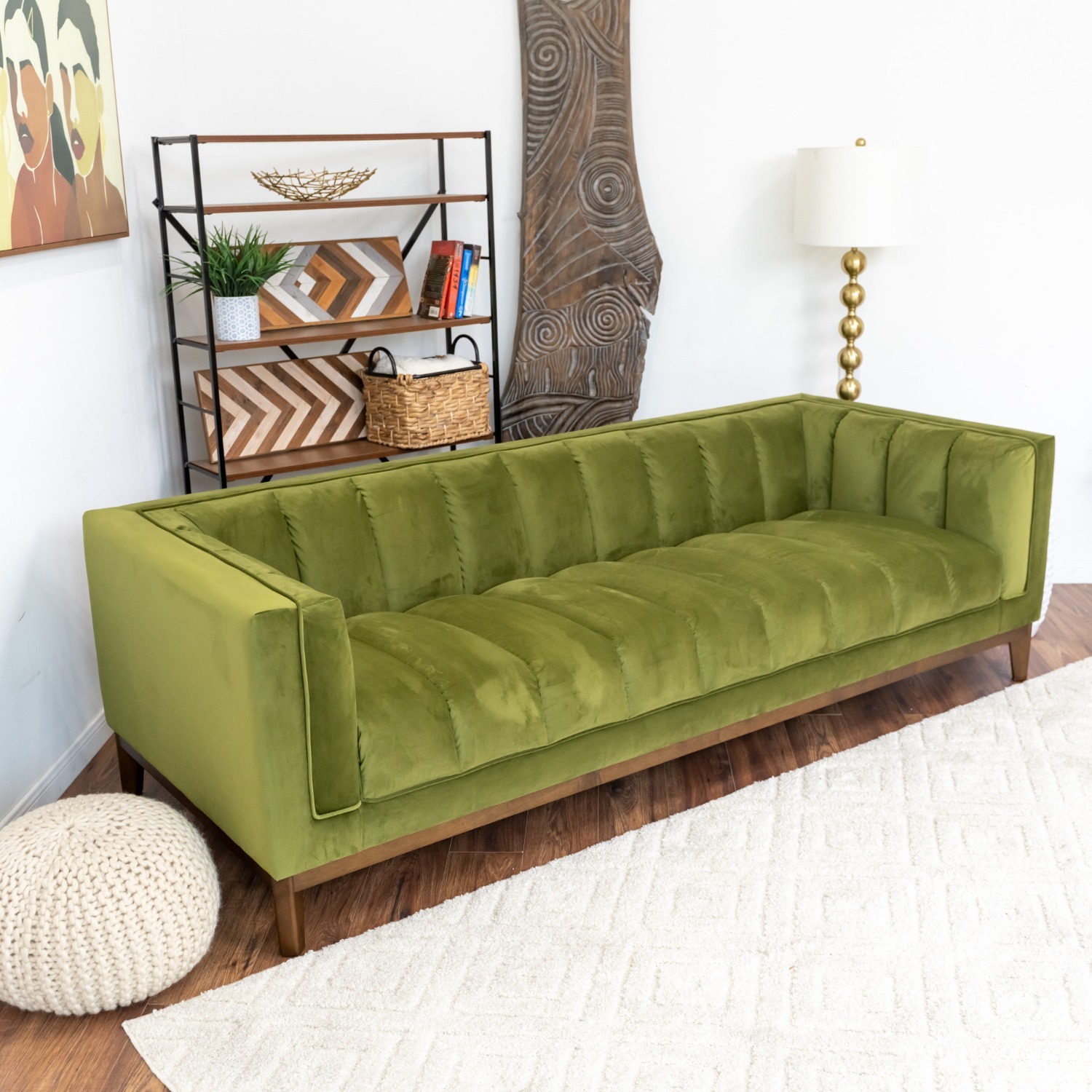 Jersey Olive Green Velvet Sofa - image-3