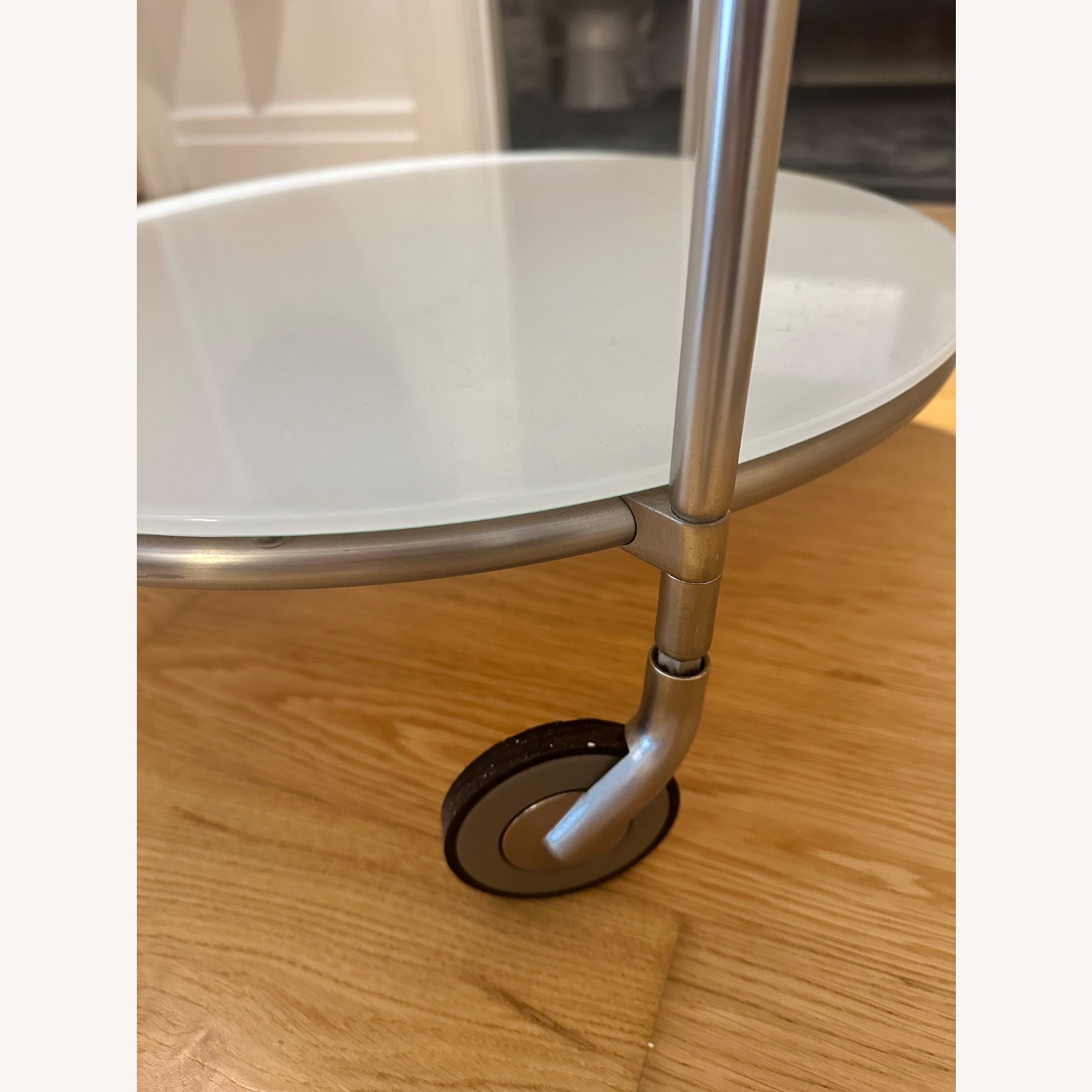 IKEA Strind Vintage Glass & Metal Rolling Side Table - image-4
