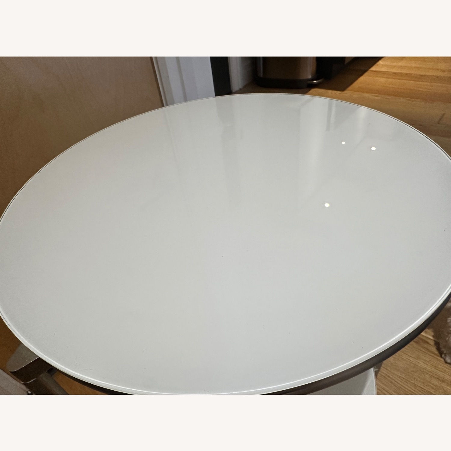 IKEA Strind Vintage Glass & Metal Rolling Side Table - image-7