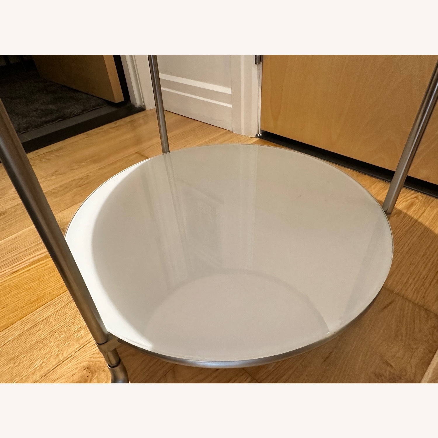 IKEA Strind Vintage Glass & Metal Rolling Side Table - image-3