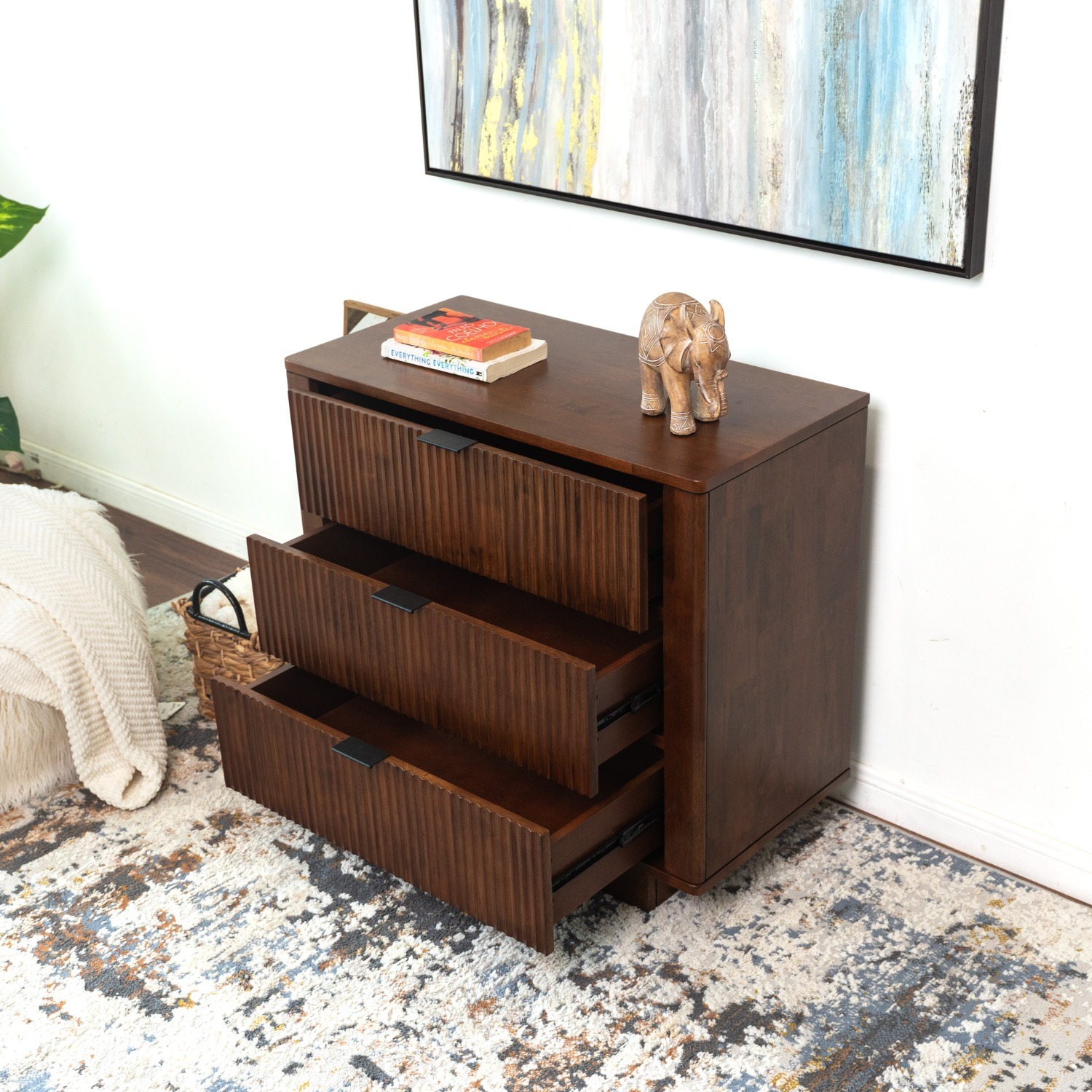 Webster 3 Drawers Walnut Nightstand - image-6