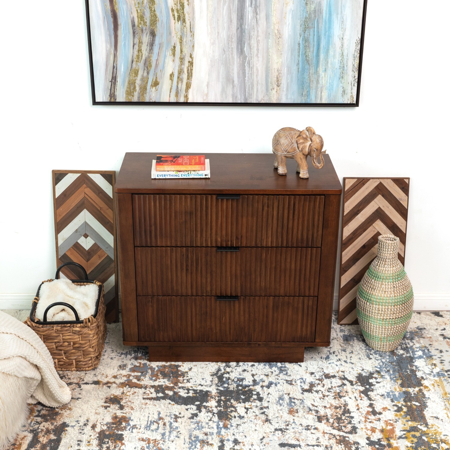 Webster 3 Drawers Walnut Nightstand - image-4