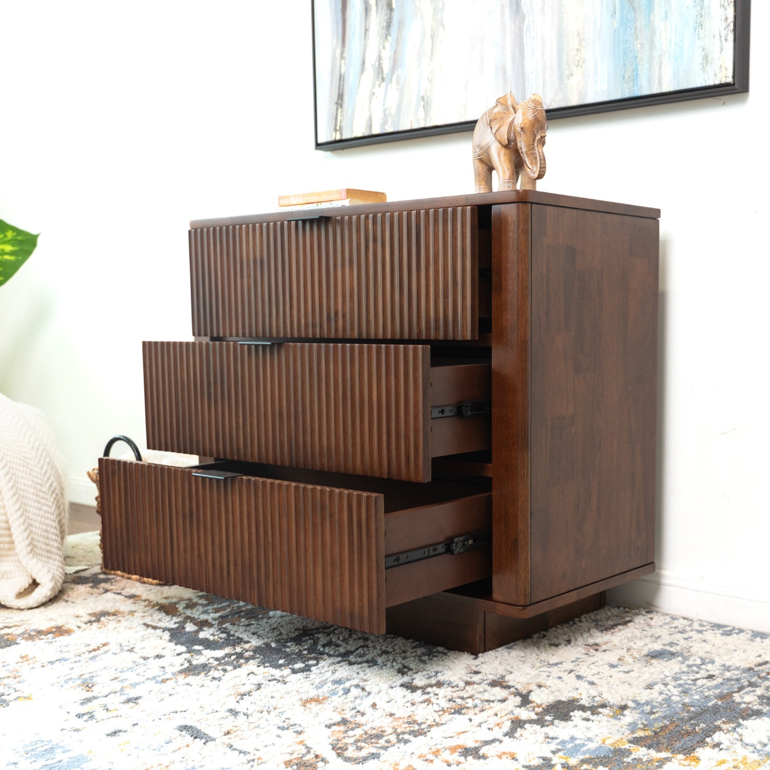 Webster 3 Drawers Walnut Nightstand - image-2