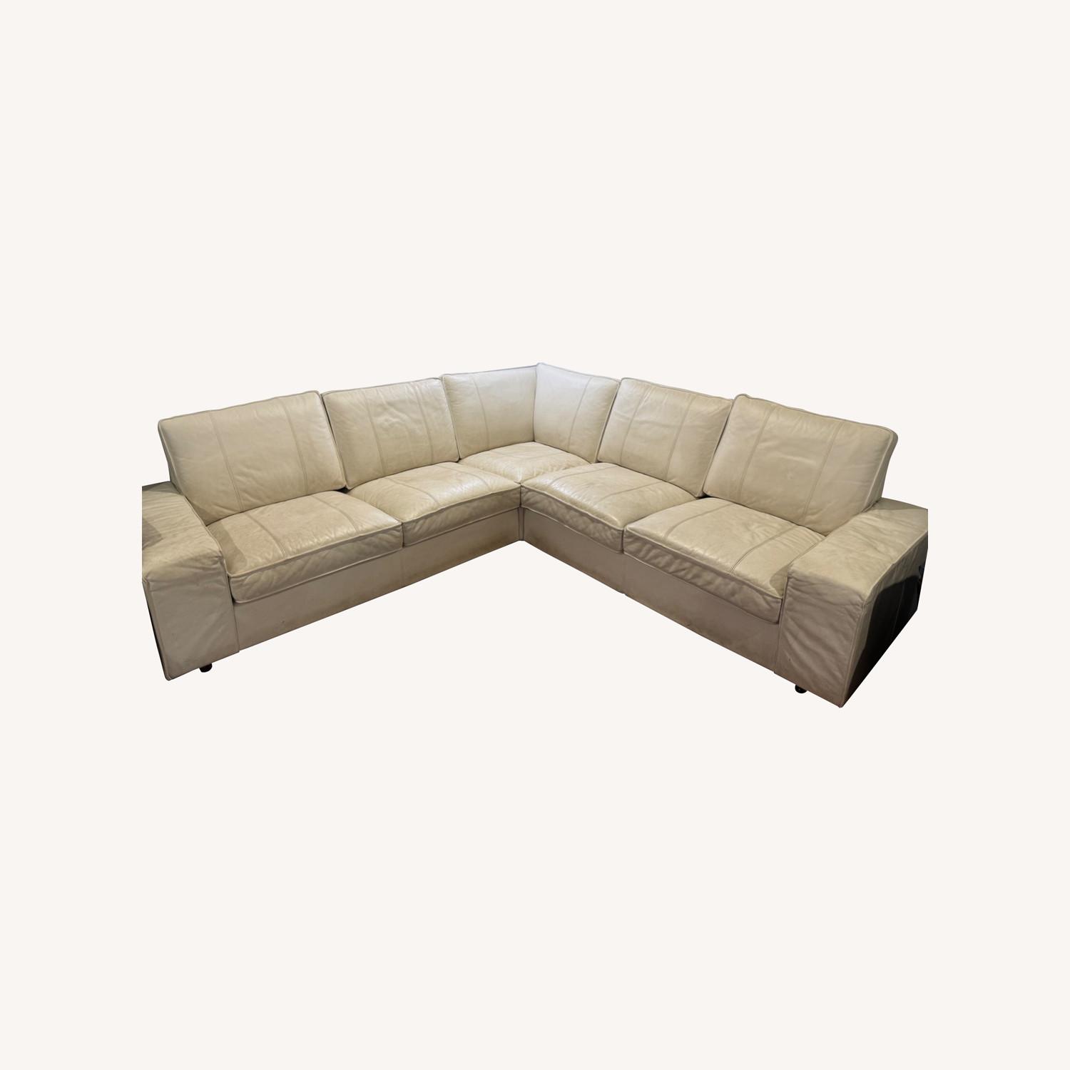 IKEA Cream Leather Couch - image-0