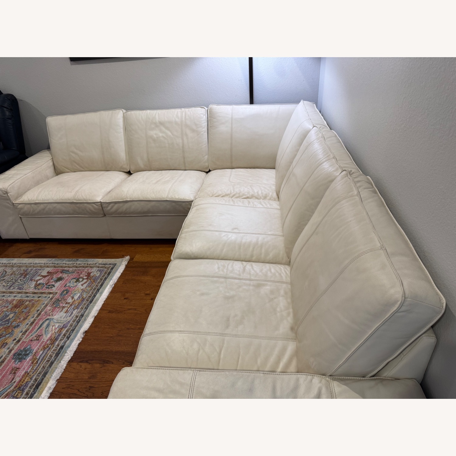 IKEA Cream Leather Couch - image-2