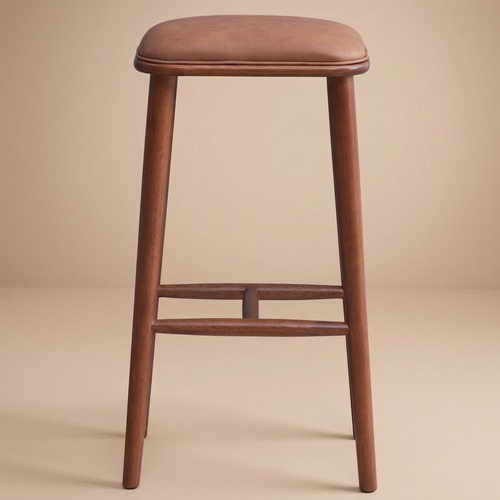 Used Westbury Walnut Vegan Leather Bar Stool for sale on AptDeco