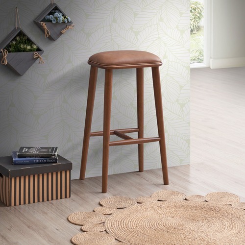 Used Westbury Walnut Vegan Leather Bar Stool for sale on AptDeco