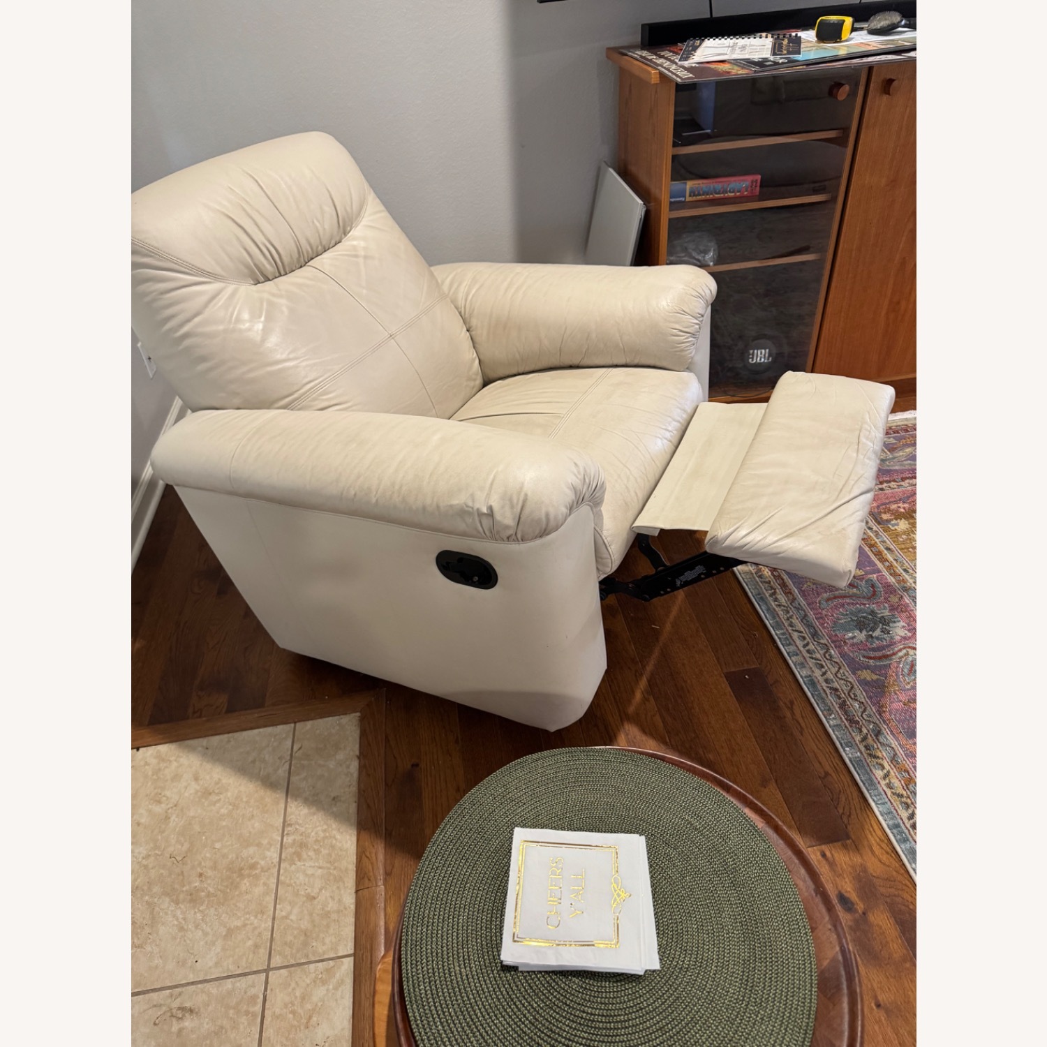 IKEA Cream Leather Recliner - image-3
