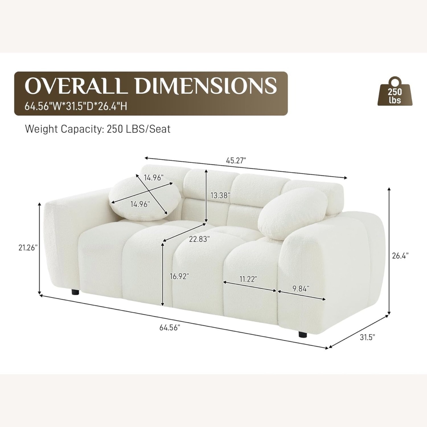 White Boucle Sofa - image-2