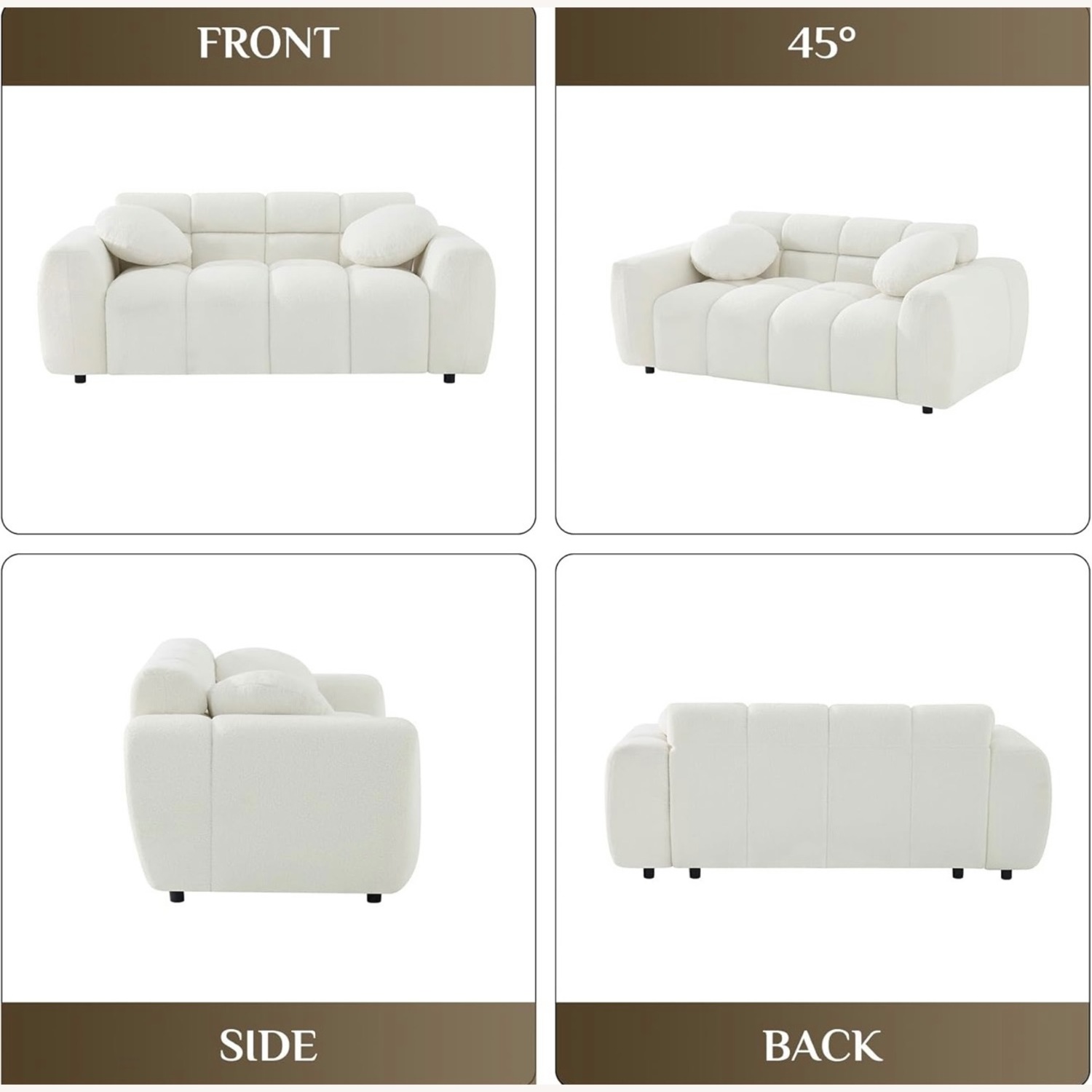 White Boucle Sofa - image-3