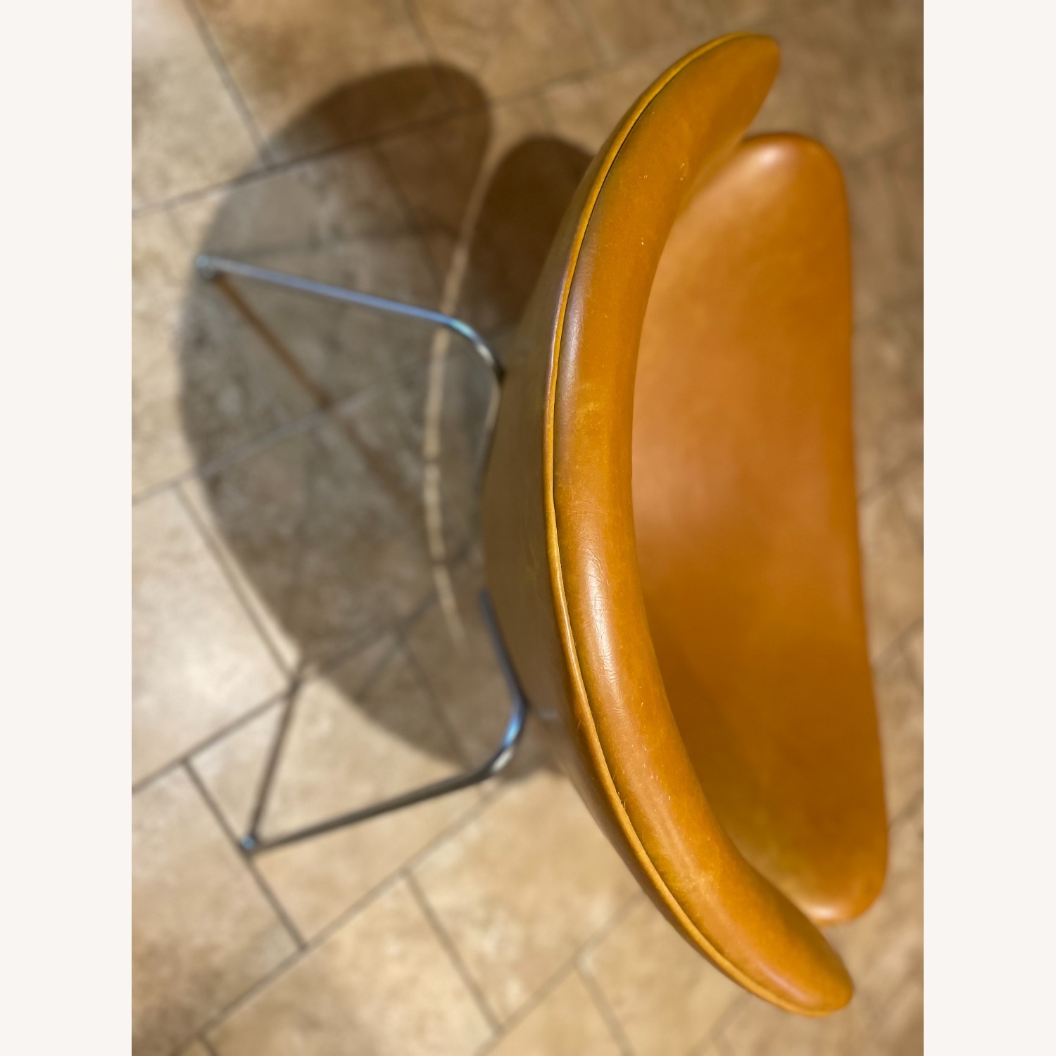 Mid-century Bucket Brown Vegan Leather Chair - image-4