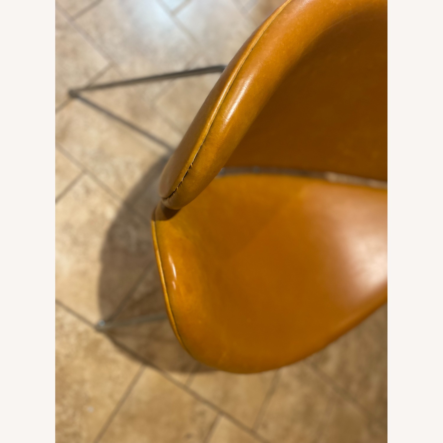 Mid-century Bucket Brown Vegan Leather Chair - image-6