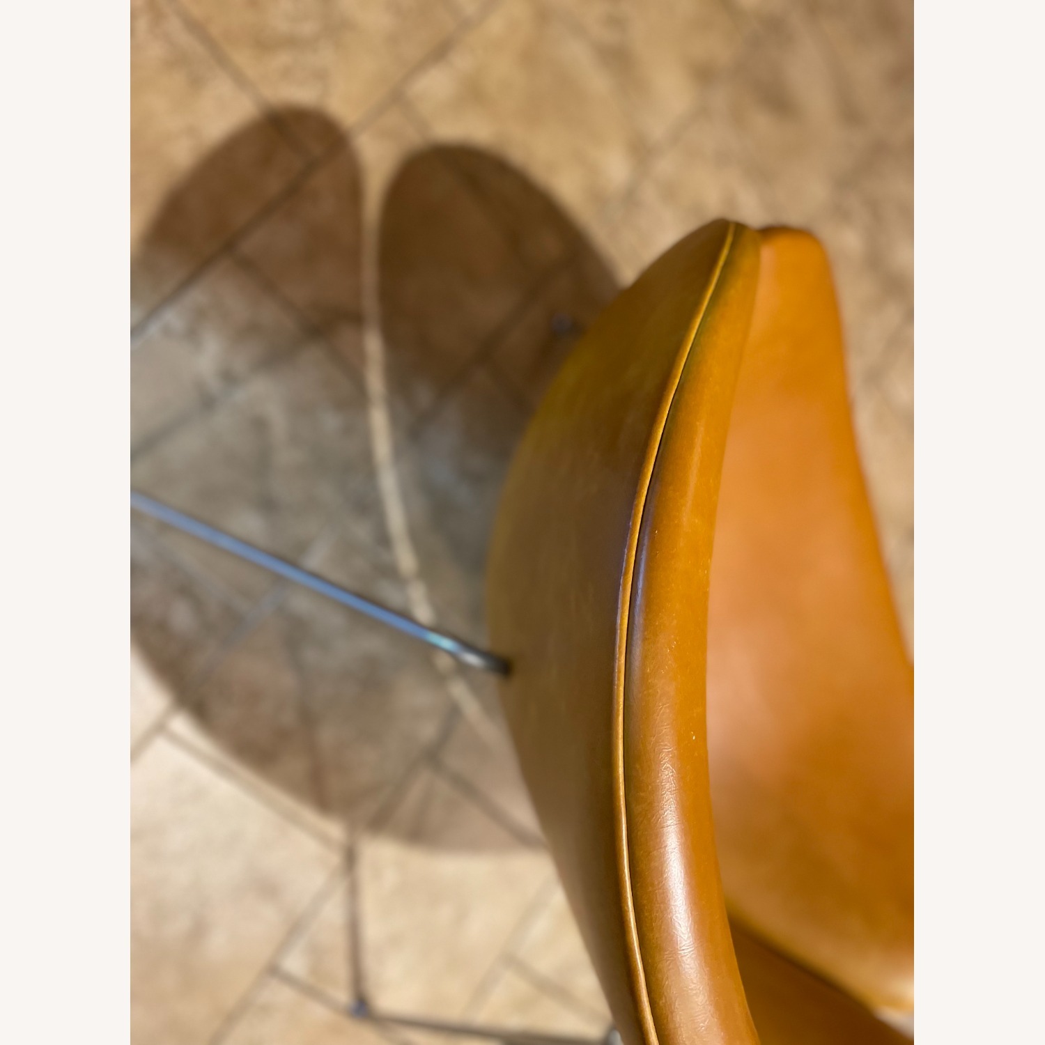 Mid-century Bucket Brown Vegan Leather Chair - image-5