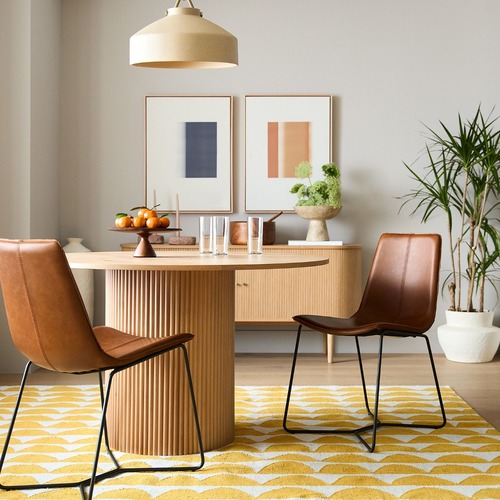 Used West Elm Slope Leather Dining Chair (Set of 2) for sale on AptDeco