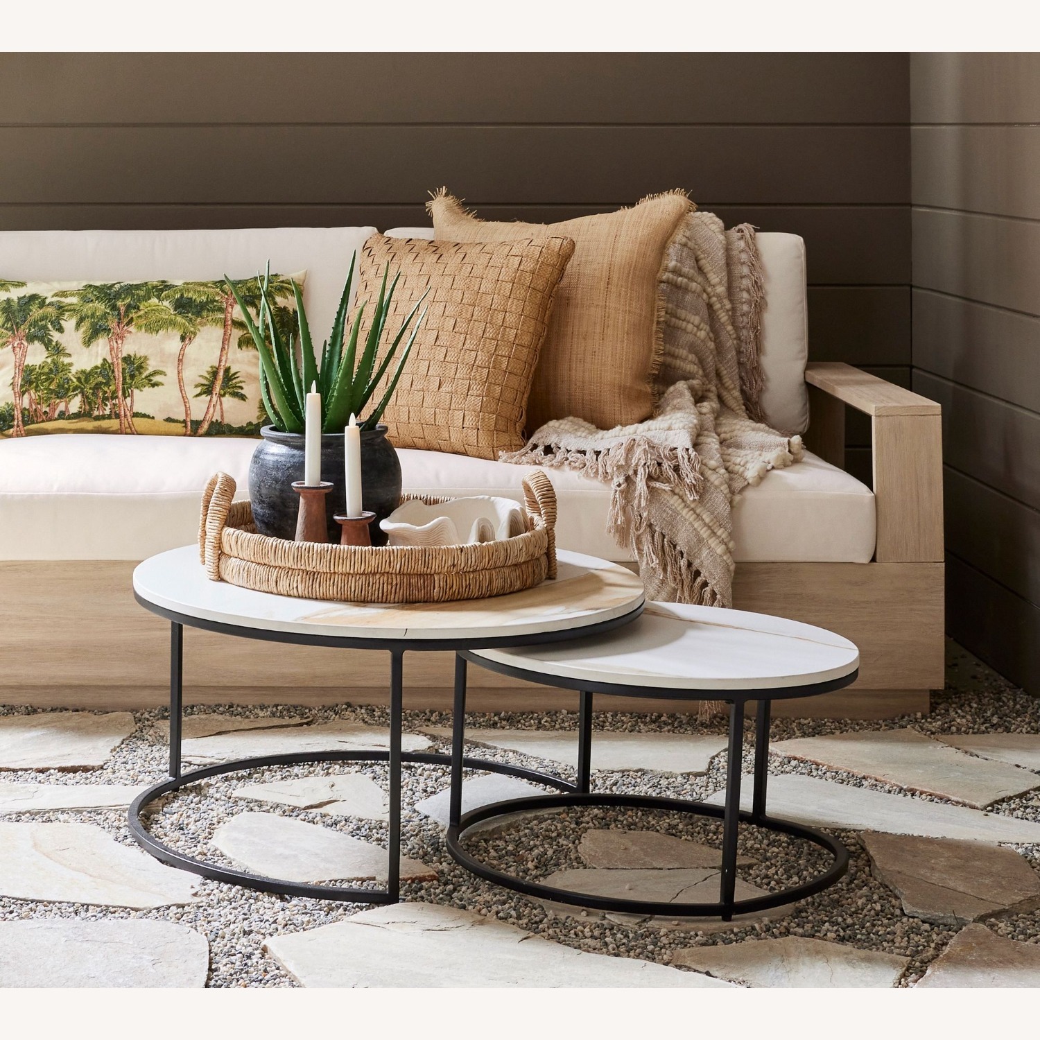 Pottery Barn Delaney Marble Round Nesting Coffee Table - image-4