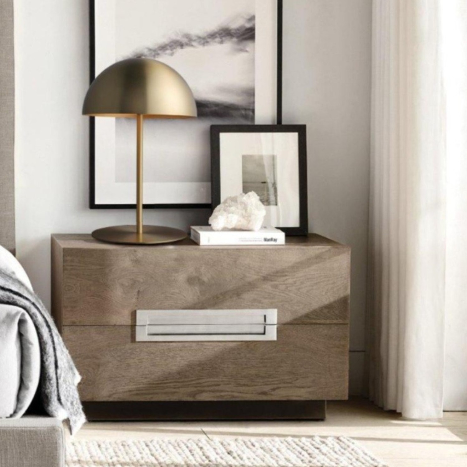 Restoration Hardware White Hall Closed Nightstand - image-0