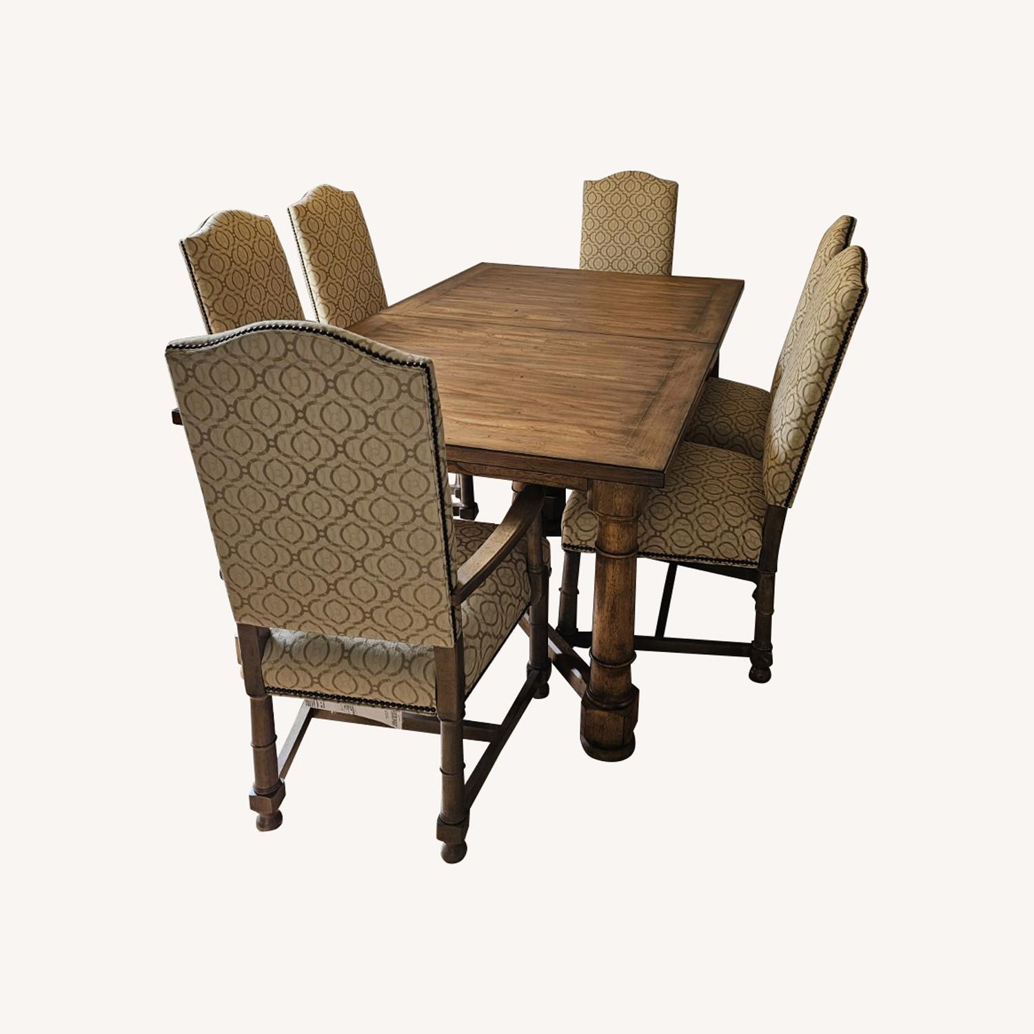 Ethan Allen Dining Table & Uphostered Chairs - image-0