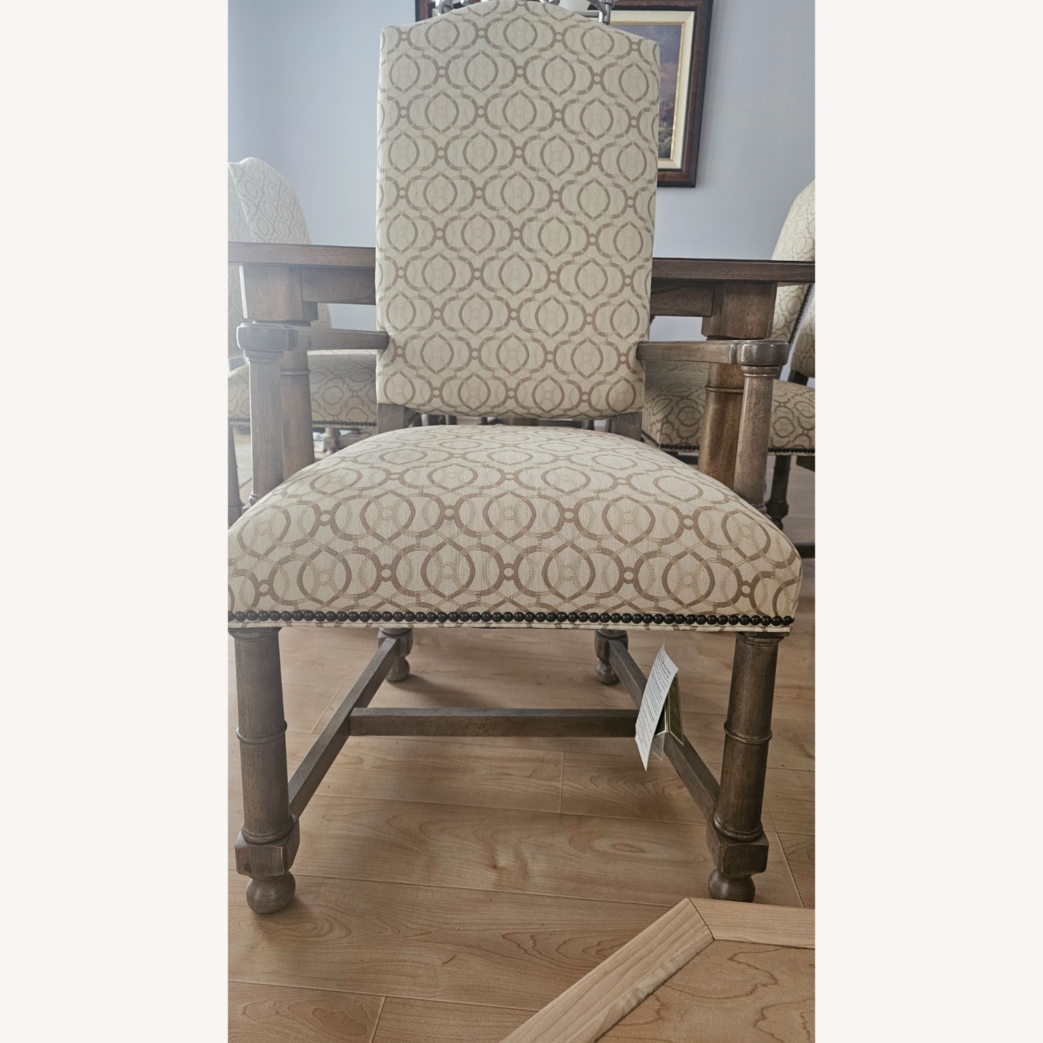 Ethan Allen Dining Table & Uphostered Chairs - image-5