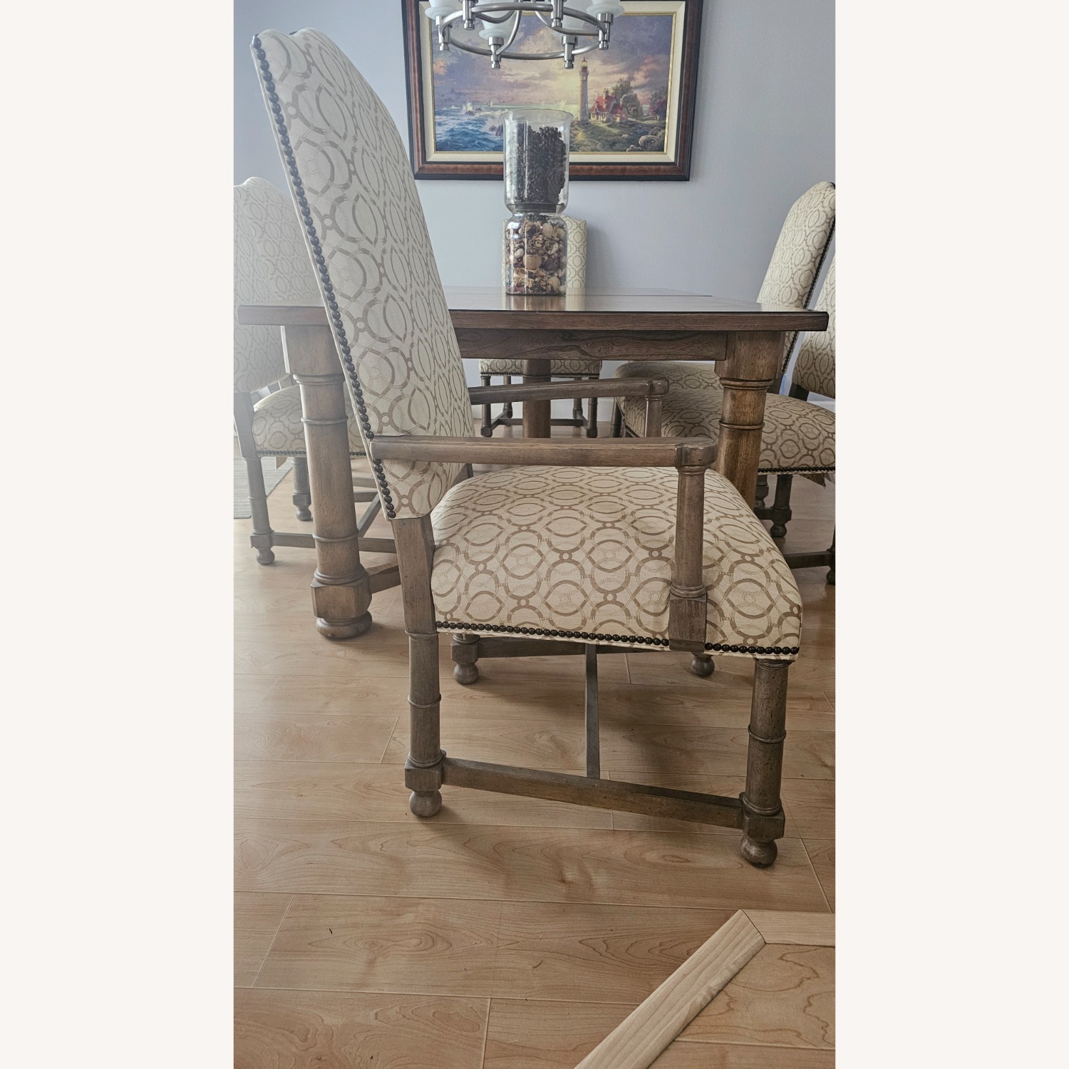Ethan Allen Dining Table & Uphostered Chairs - image-6