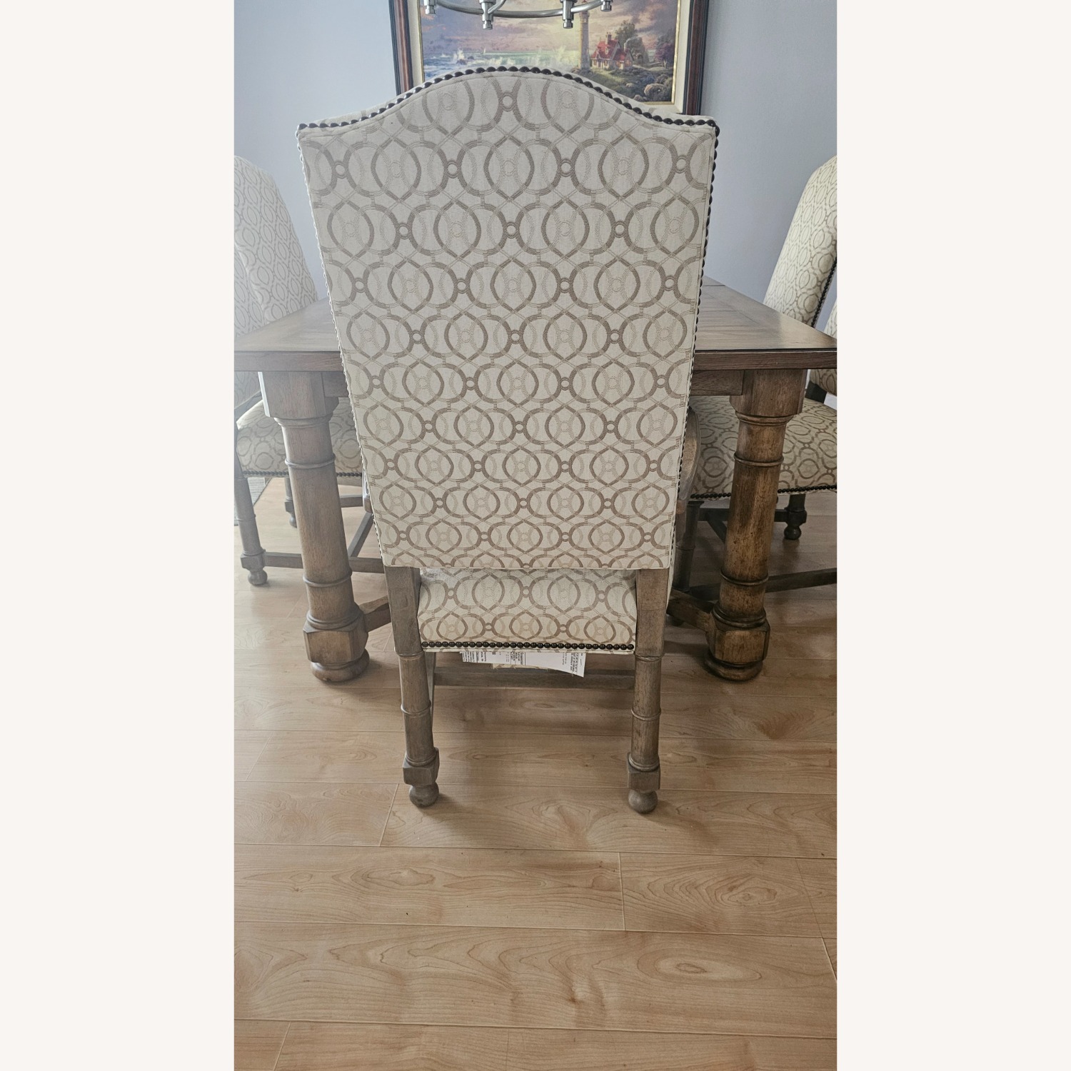 Ethan Allen Dining Table & Uphostered Chairs - image-7