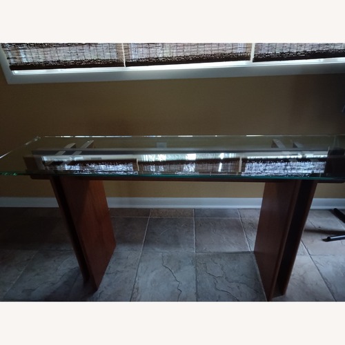 Used Skovby Side Table - Glass and Teak for sale on AptDeco