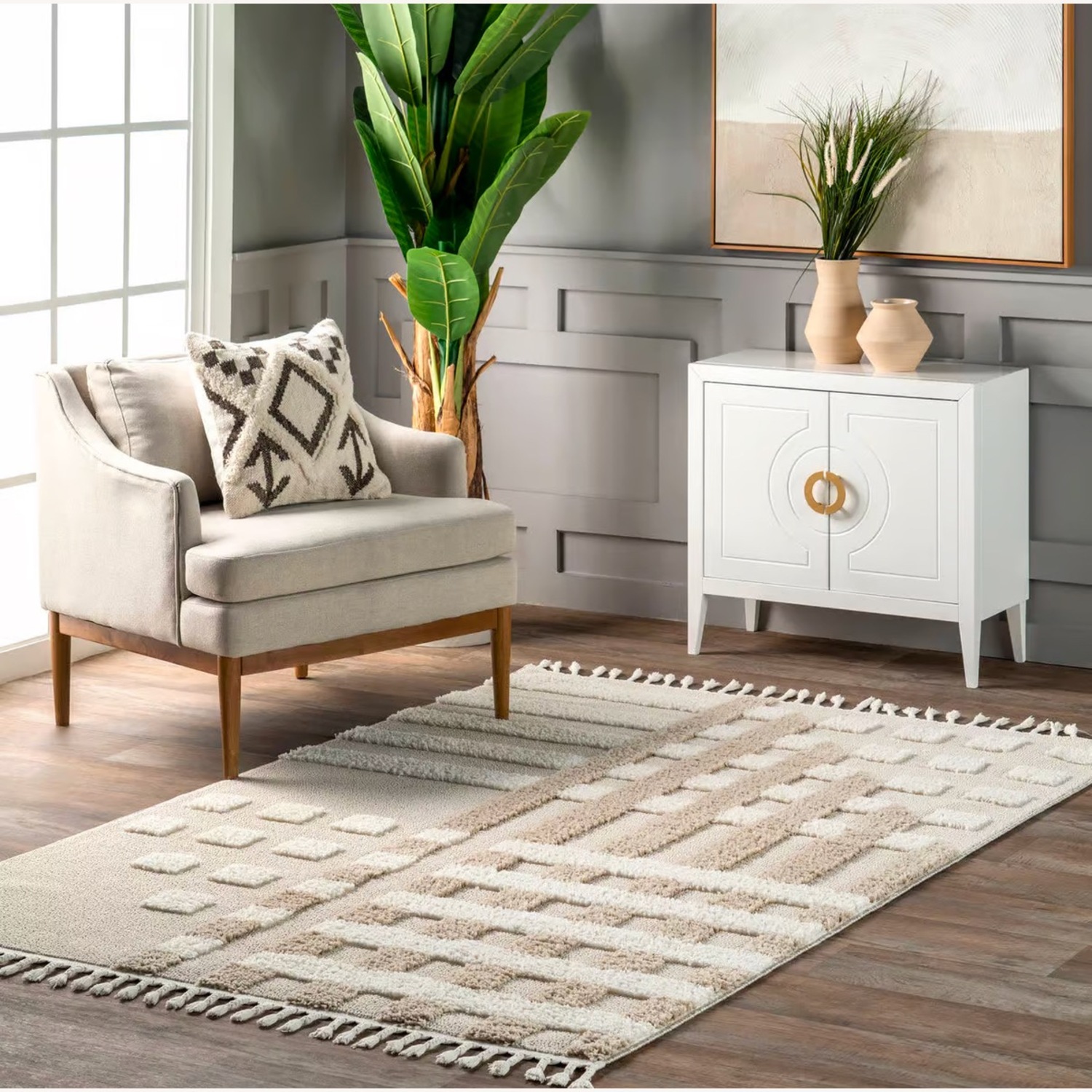 Rugs USA Checkered Neutral Rug - AptDeco