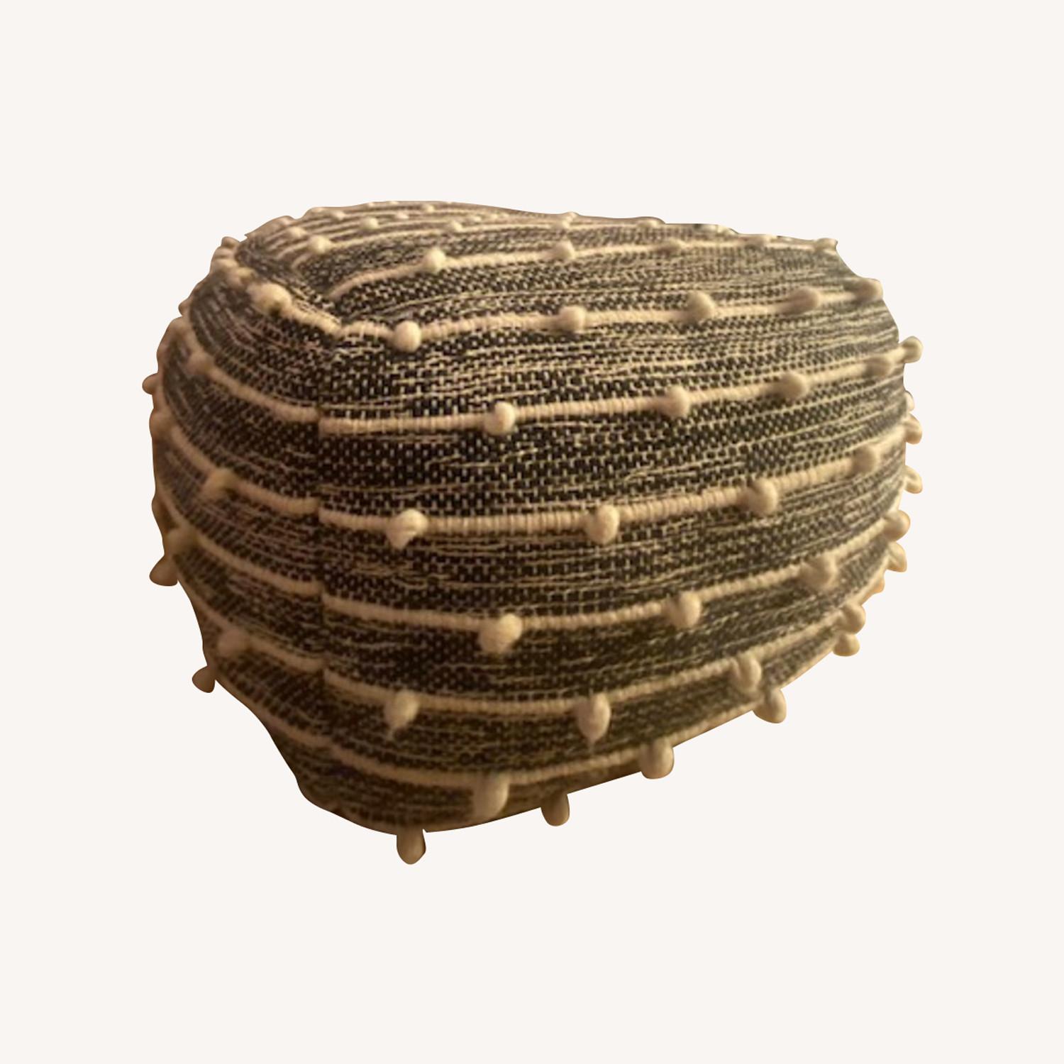 Navy and White Pouf Ottoman - image-5