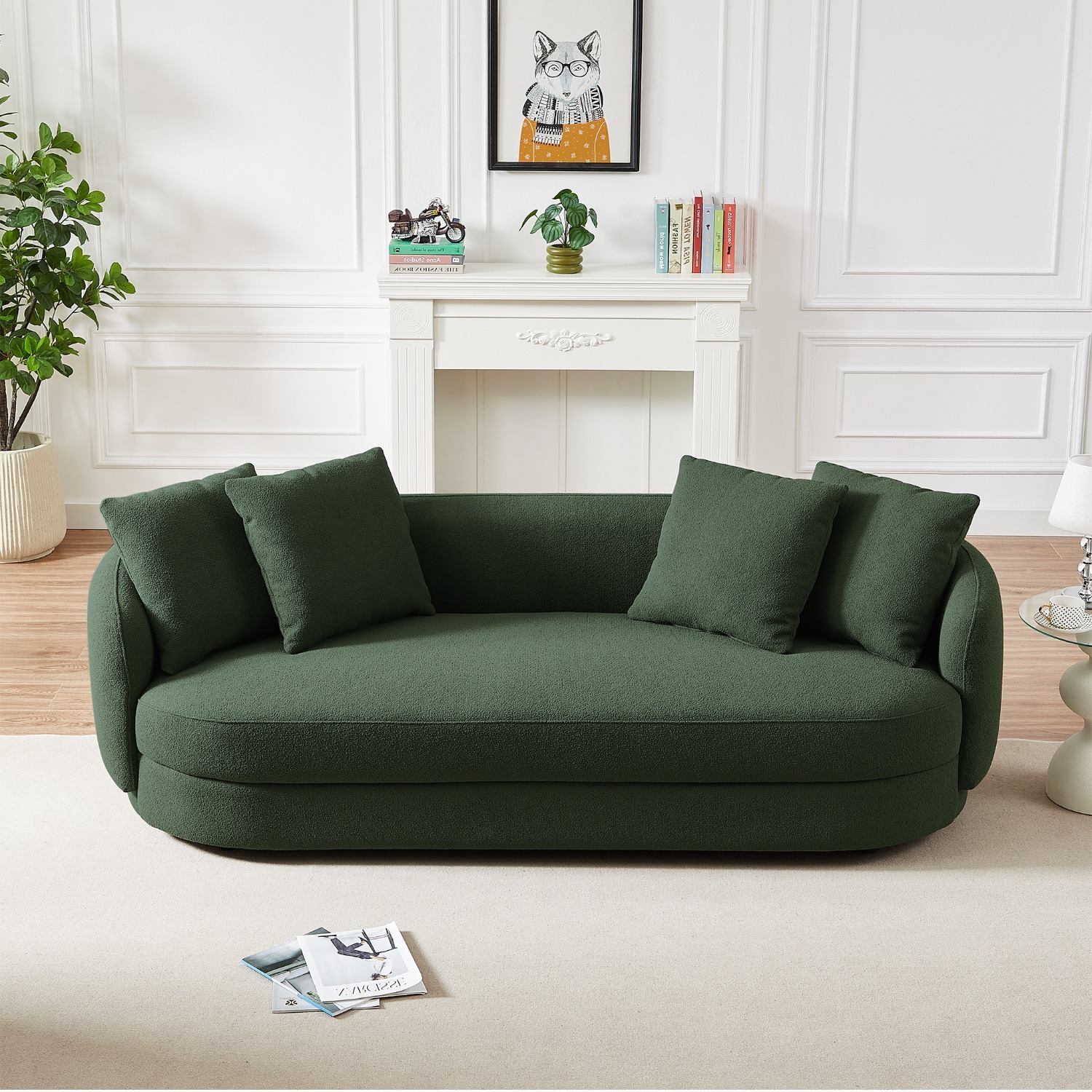 Perth Olive Green Boucle Sofa - image-5