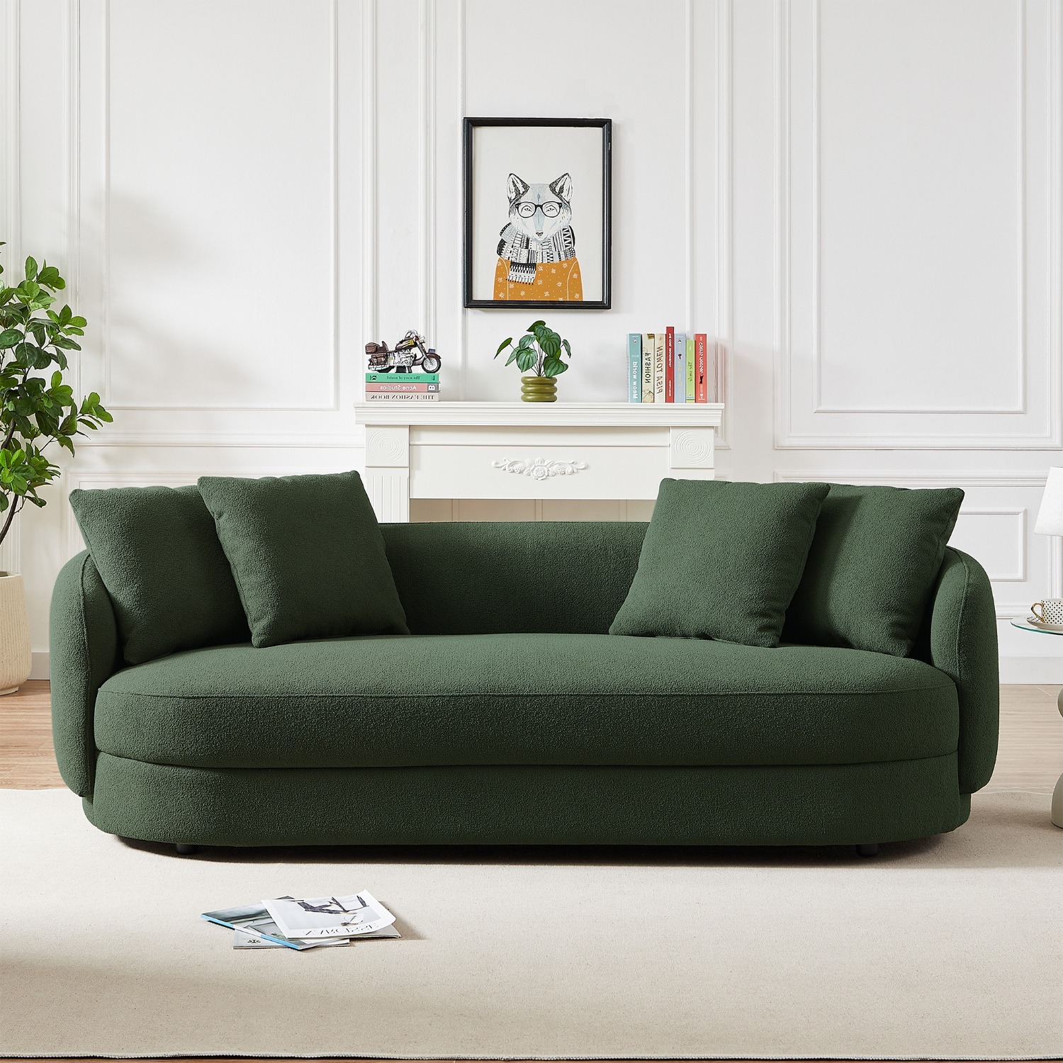 Perth Olive Green Boucle Sofa - image-4