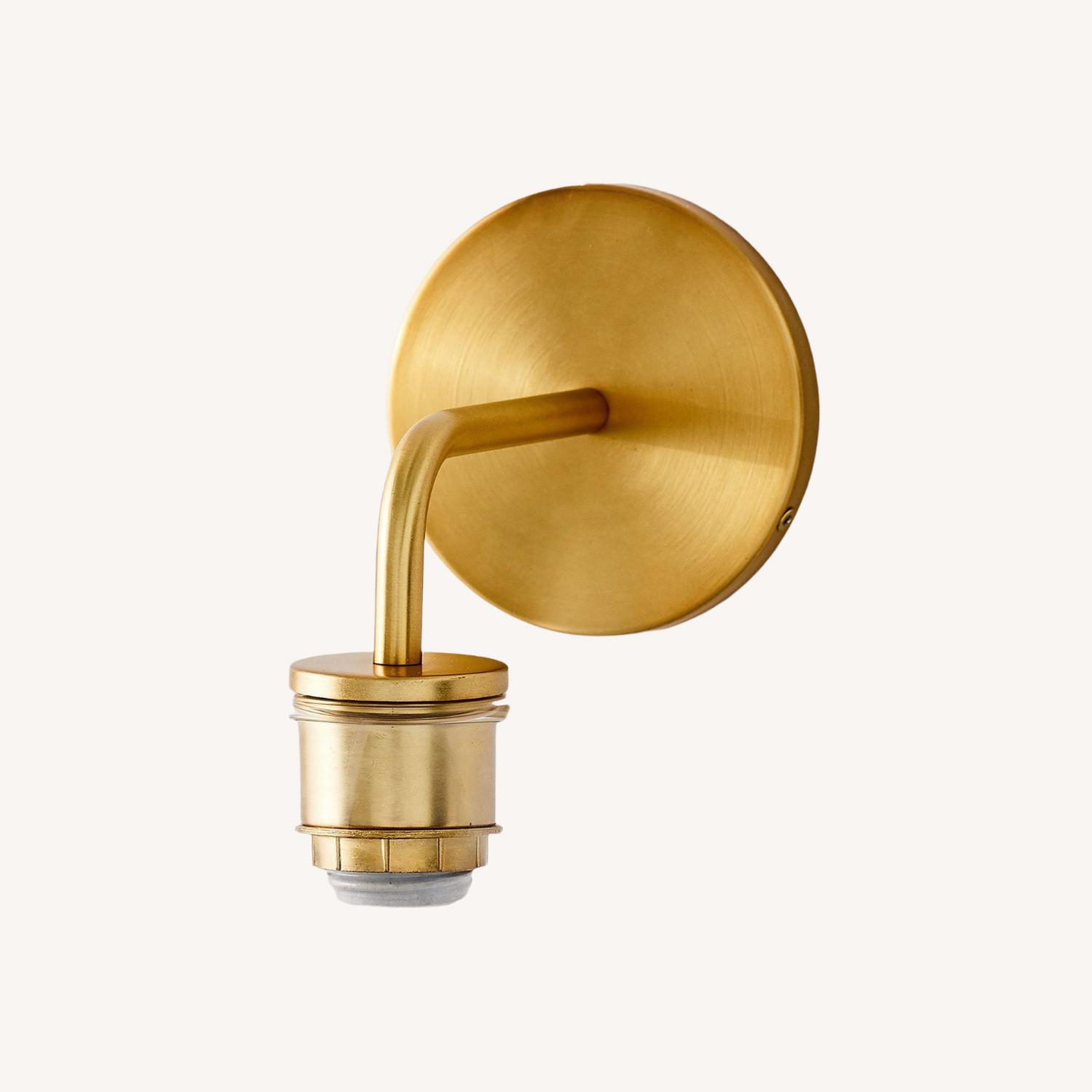 West Elm Sculptural Glass Sconce Base Antique Brass - image-0