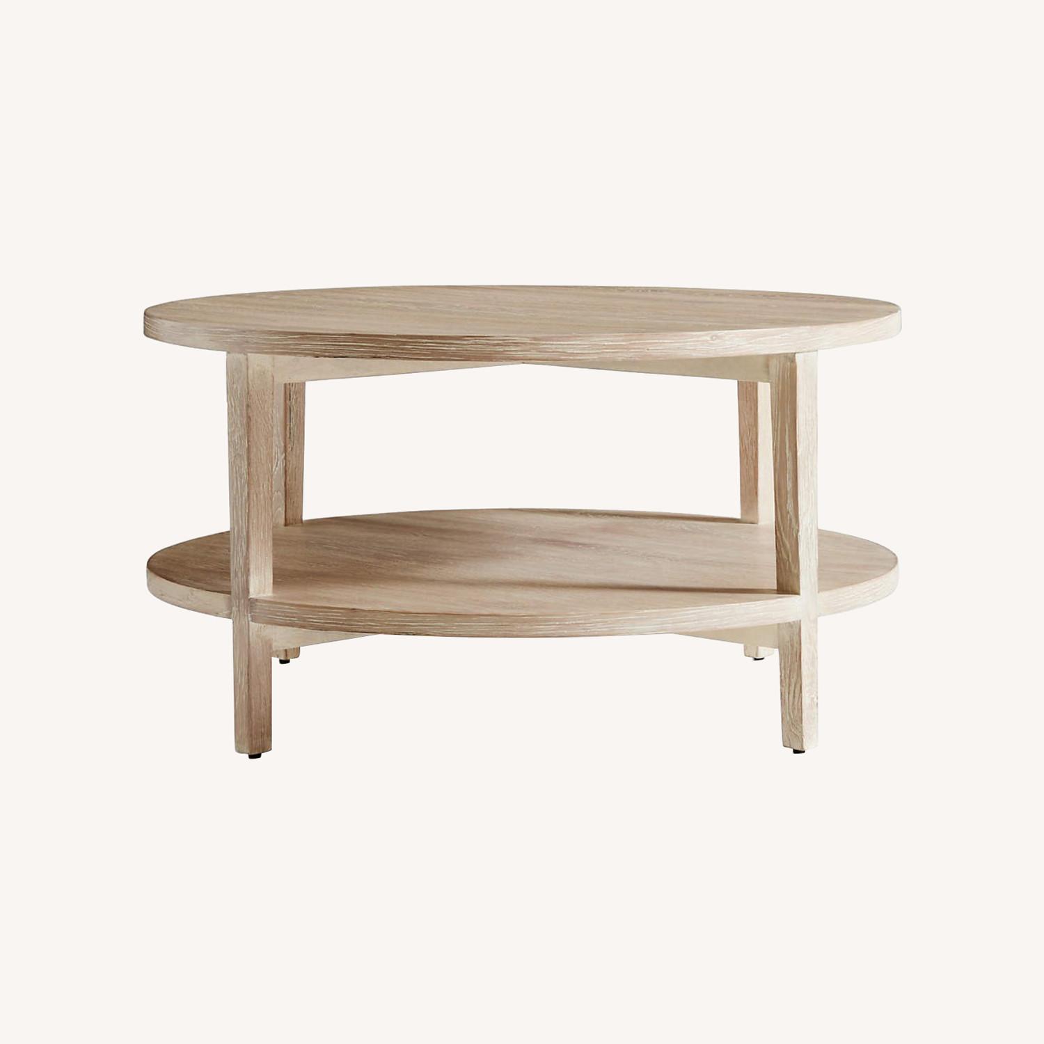 Crate & Barrel Clairemont Natural Oak Round Coffee Table - image-0