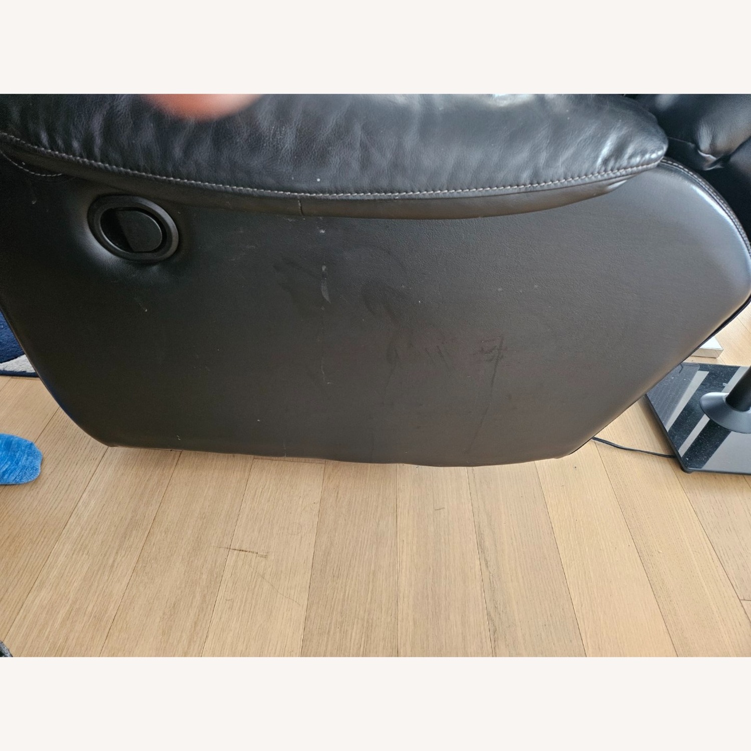 Raymour & Flanigan Black Genuine Leather Reclining Couch - image-3