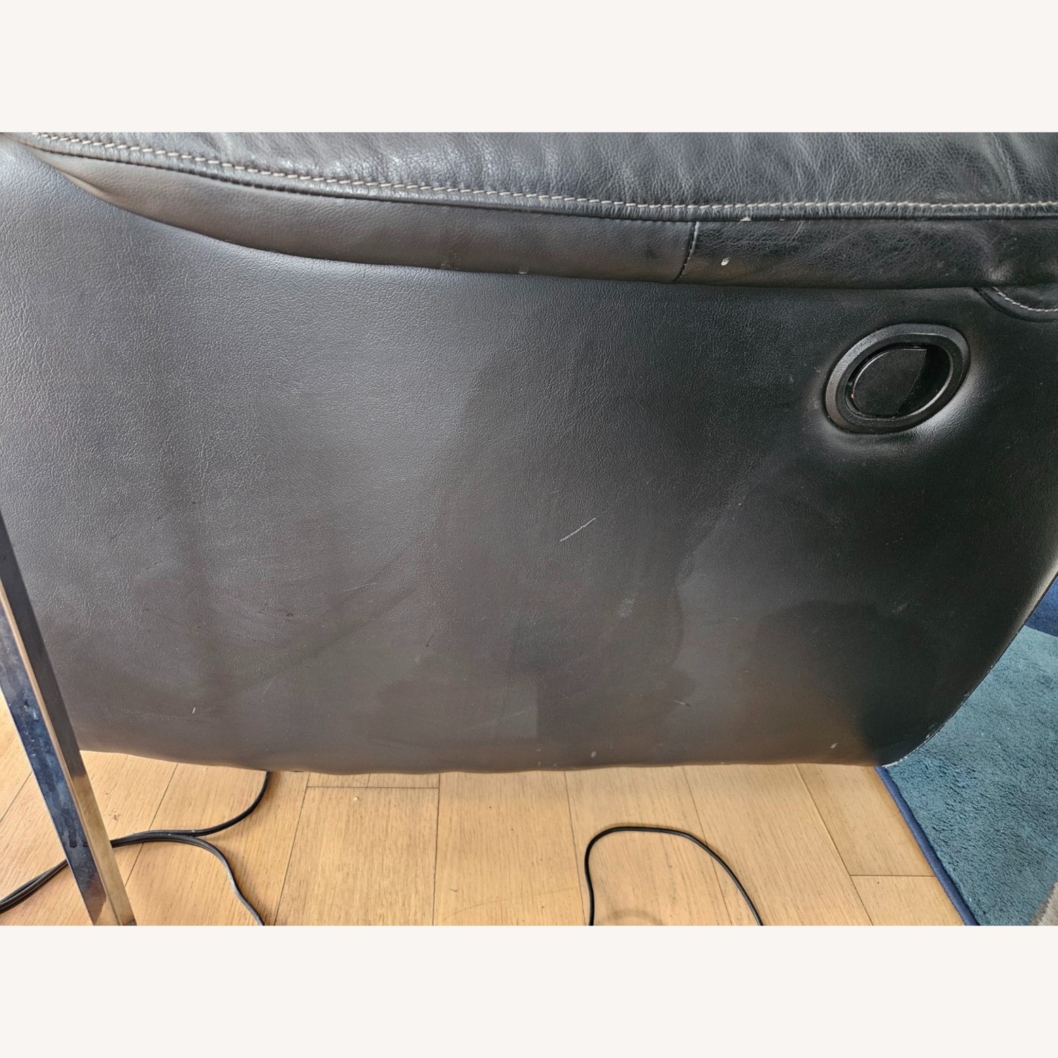 Raymour & Flanigan Black Genuine Leather Reclining Couch - image-5