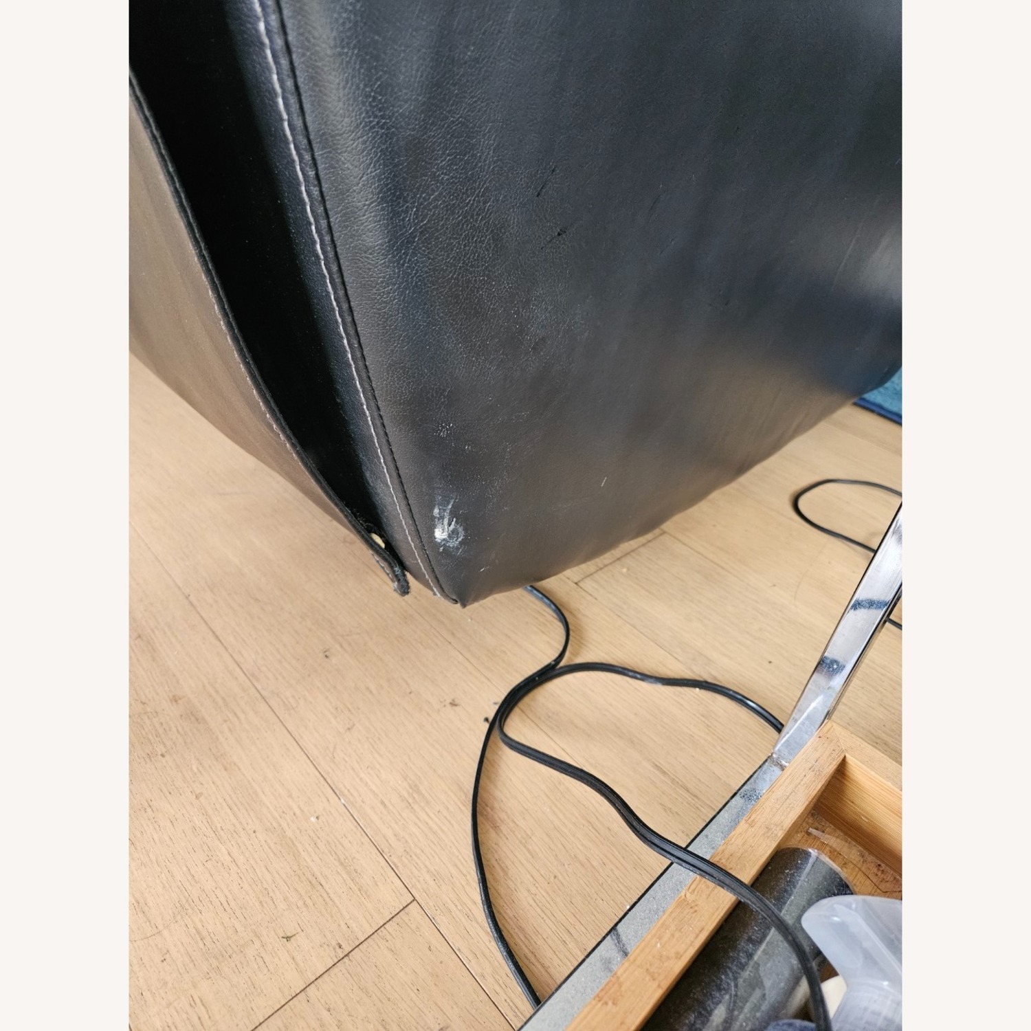 Raymour & Flanigan Black Genuine Leather Reclining Couch - image-2