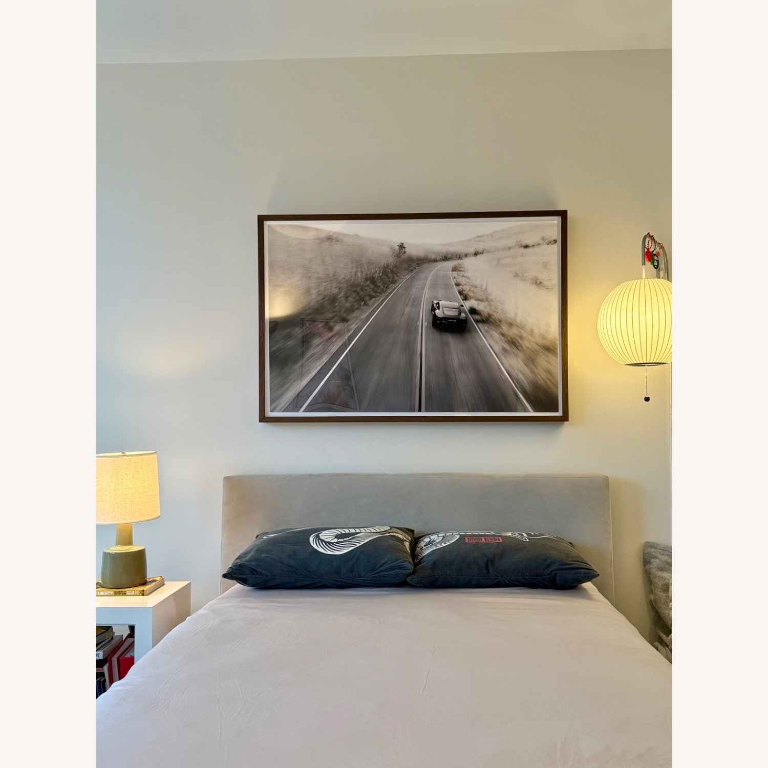 Room & Board Wyatt Gray Velvet Full Bed - image-4