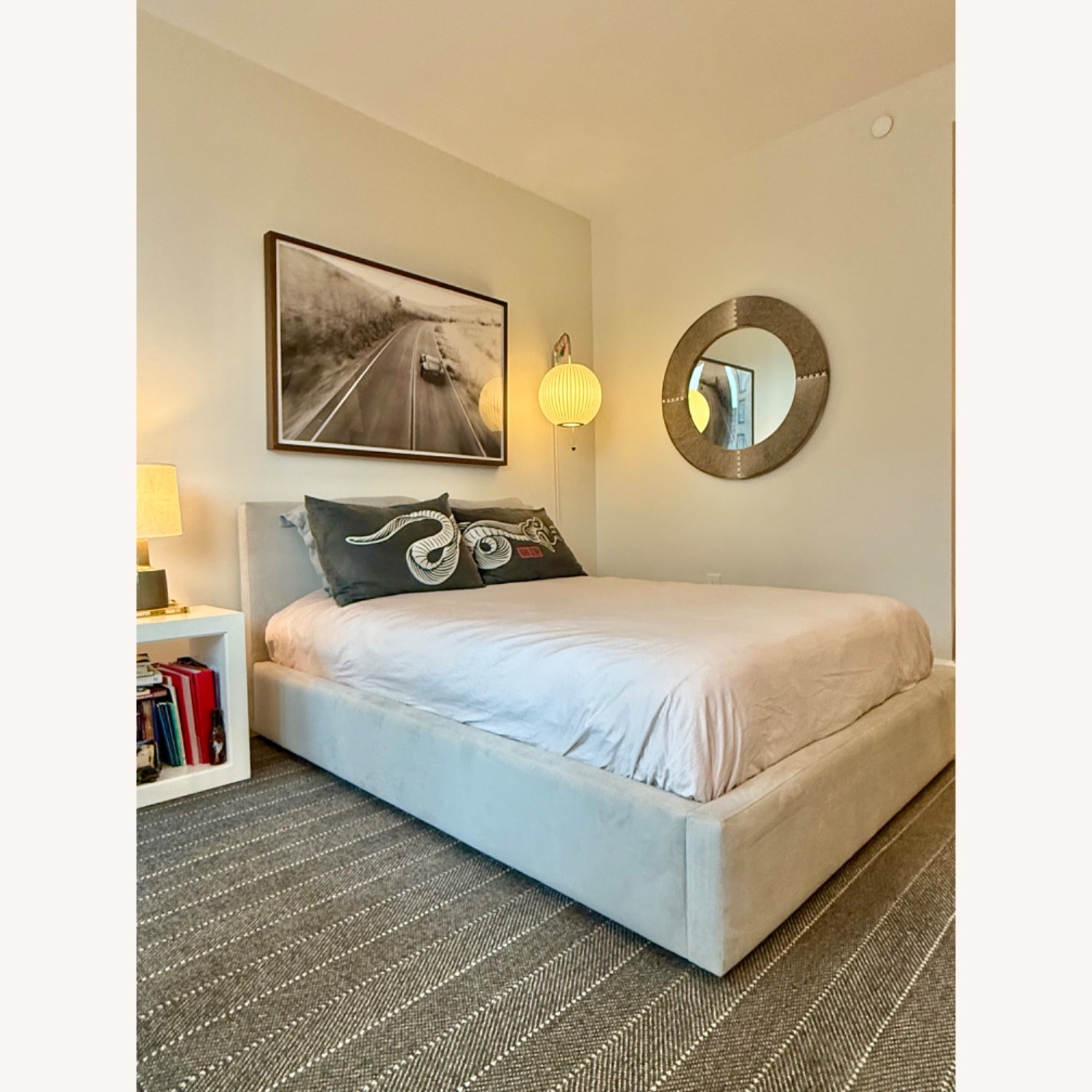 Room & Board Wyatt Gray Velvet Full Bed - image-2