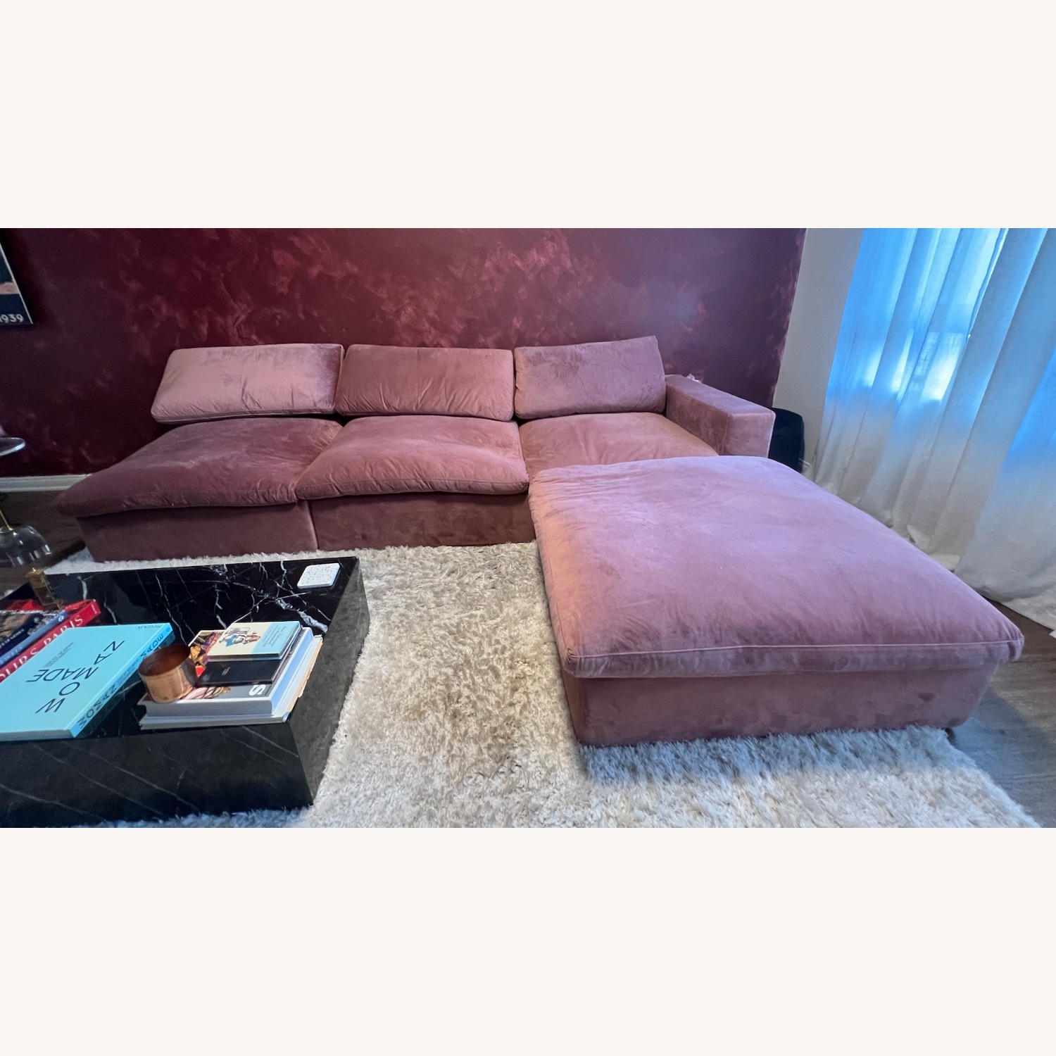Cloud Modular Sofa-Pink Performance Velvet - image-1