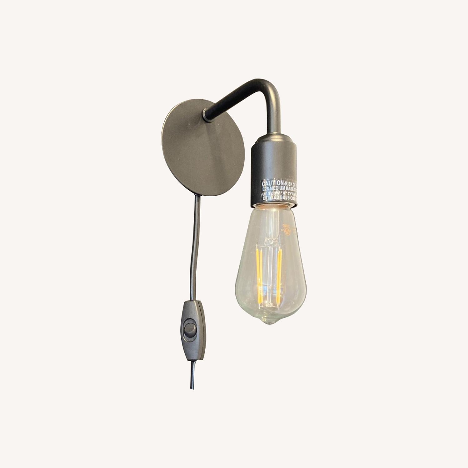 2 Small Black Hanging Wall Sconces - image-0