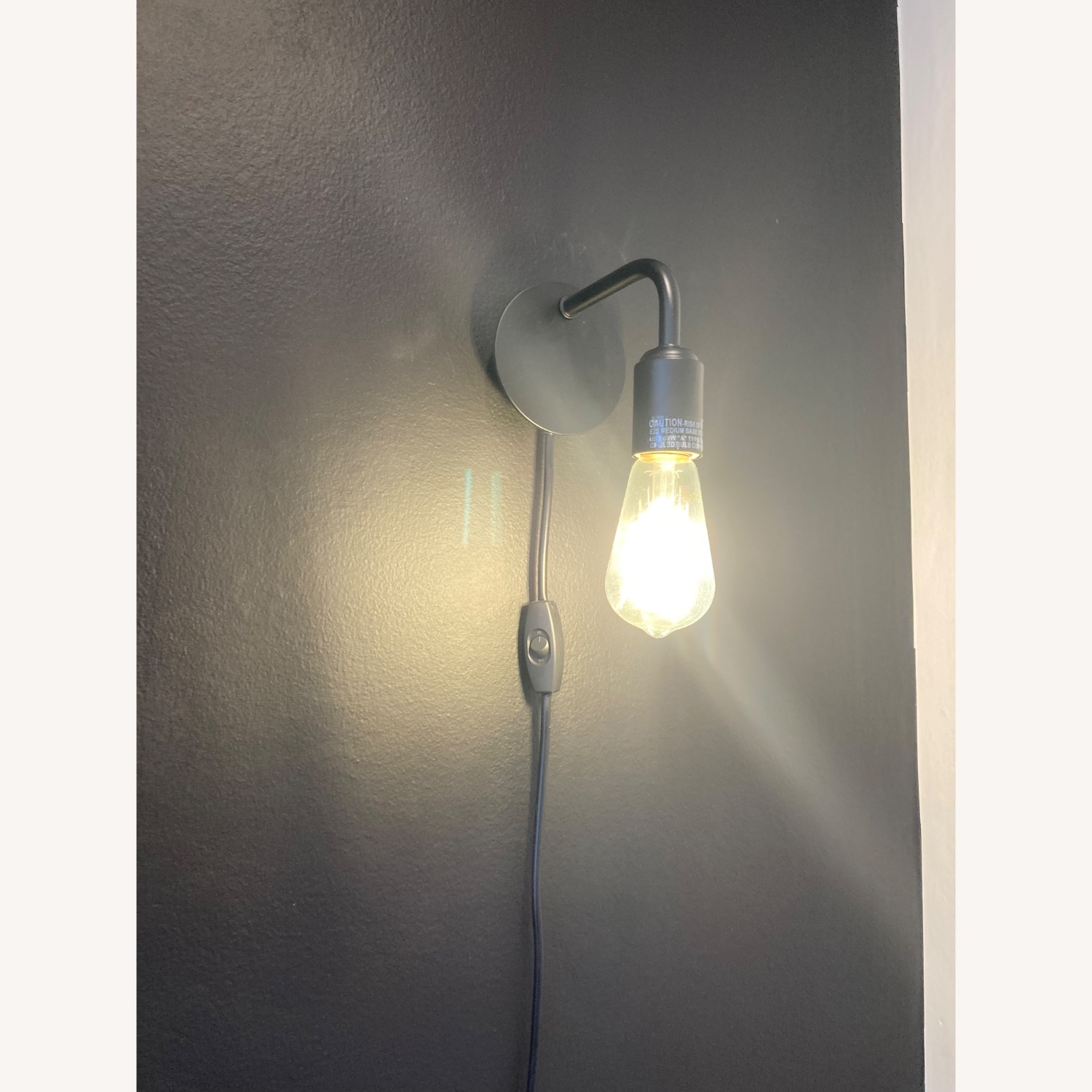 2 Small Black Hanging Wall Sconces - image-1