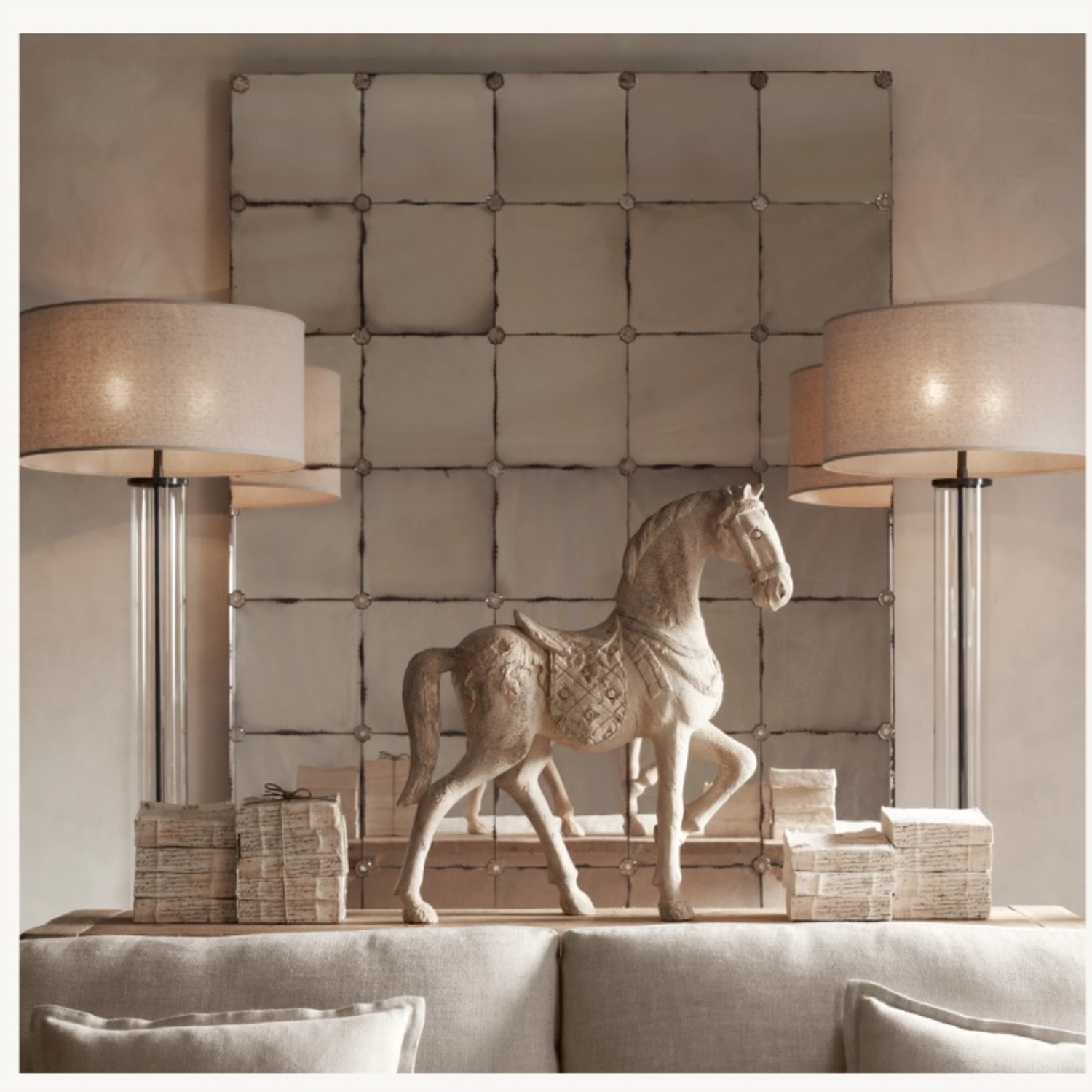 Restoration Hardware Belle Epoque Antiqued Panel Mirror - image-2